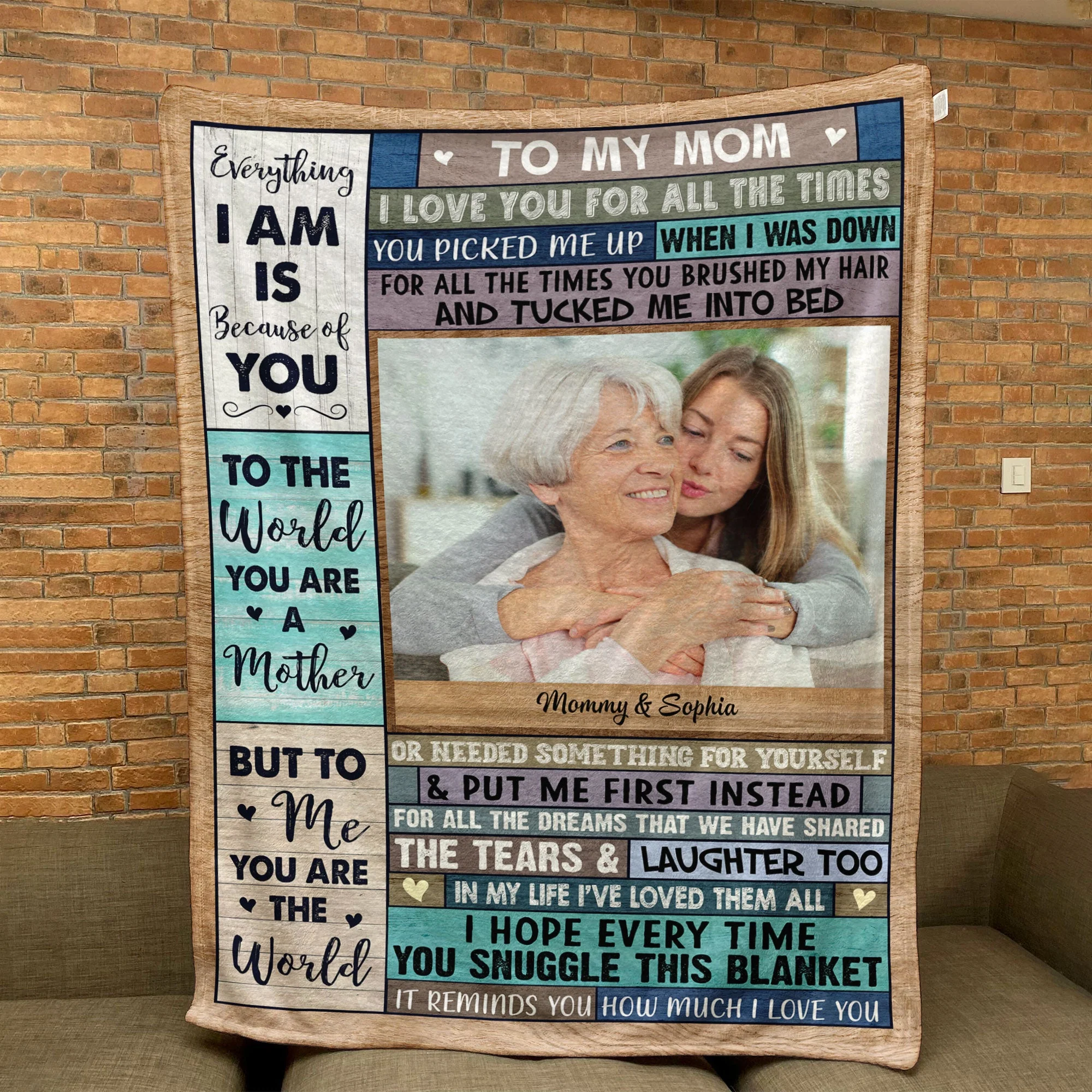 Custom Photo We Love You, Mom - Personalized Photo Blanket - Image 6