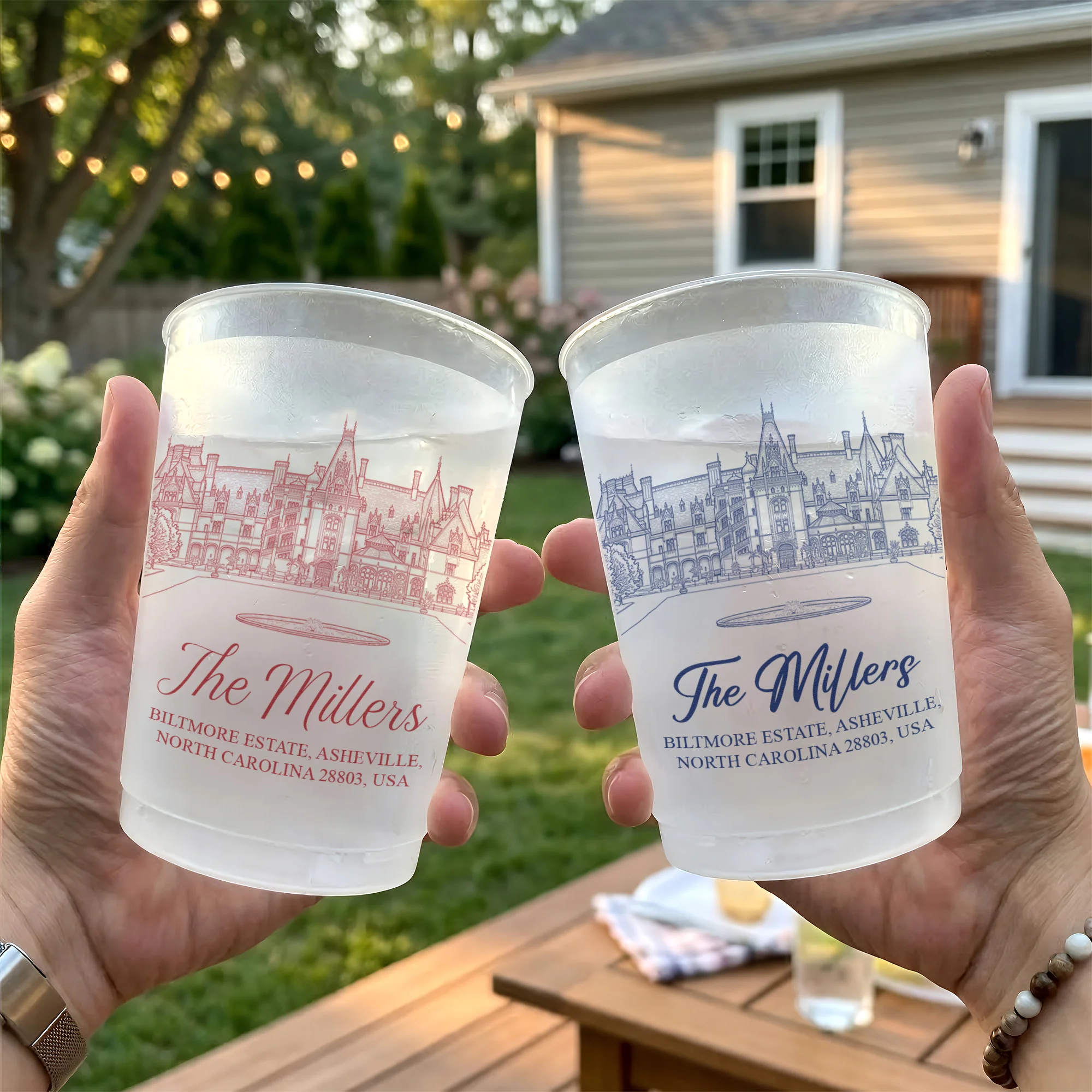 Custom Photo Wedding Venue Illustration Drawing Wedding Favors - Personalized Cups - Image 5
