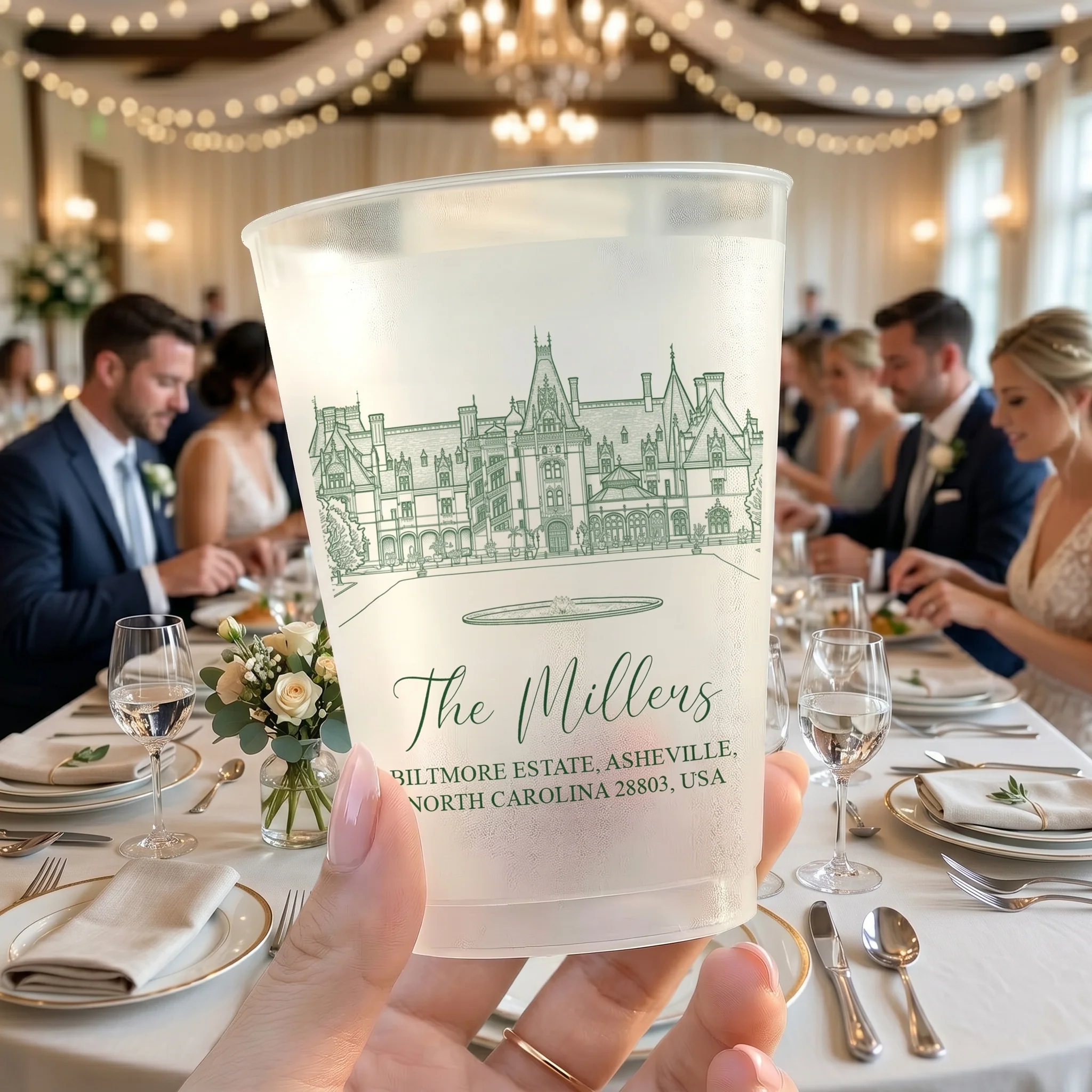 Custom Photo Wedding Venue Illustration Drawing Wedding Favors - Personalized Cups - Image 8