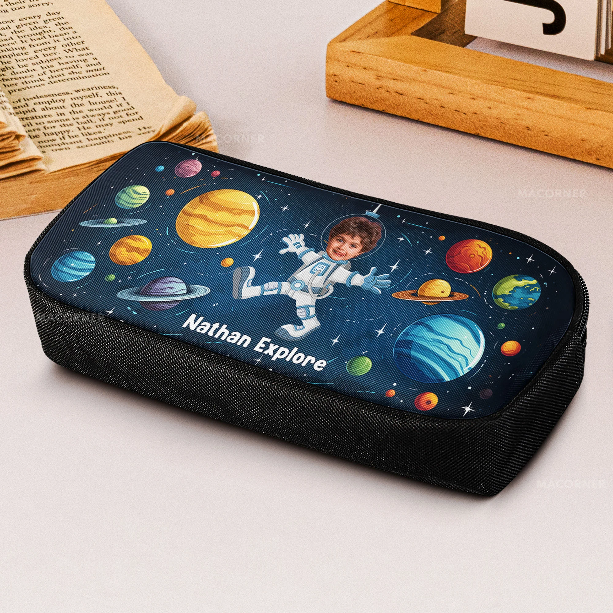 Custom Photo With Explore The Universe As Astronaut - Personalized Photo Pencil Case - Image 5