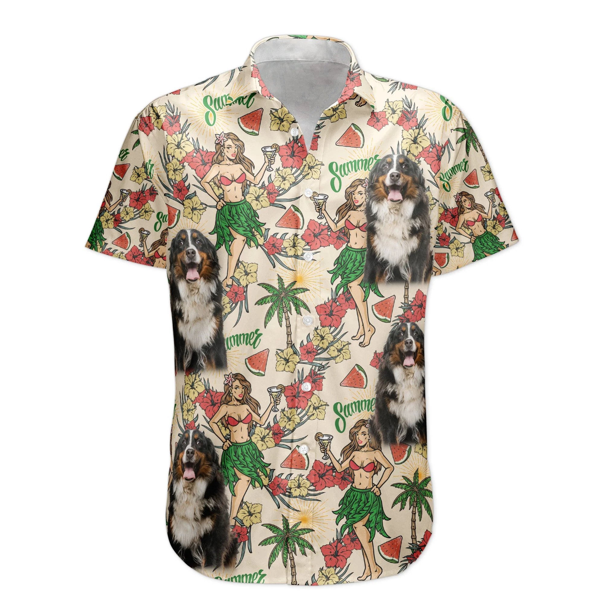 Custom Photo With Hula Girl Tropical Pattern Hawaiian Shirt - Custom Photo Hawaiian Shirts - Image 6