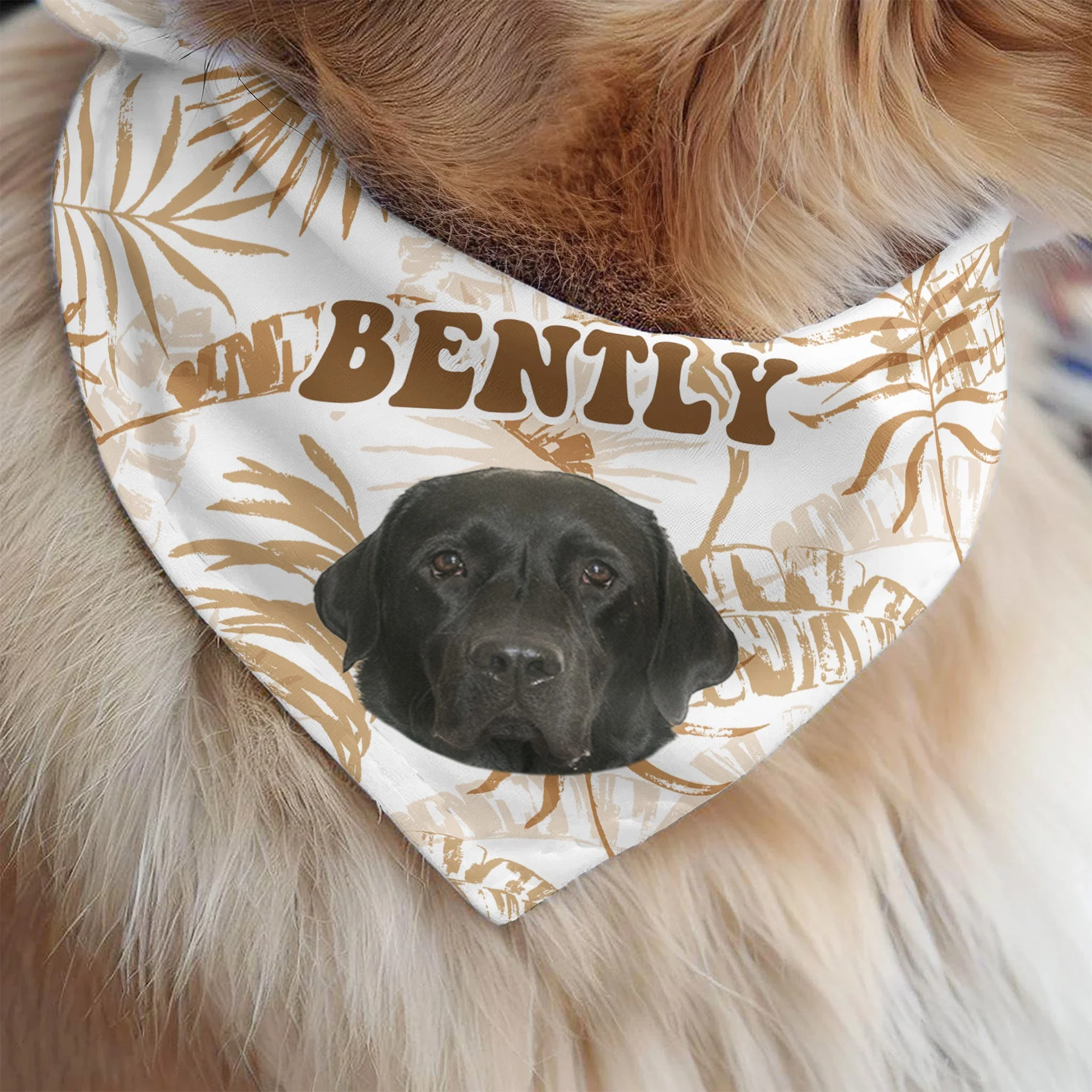 Custom Photo With Tropical Hawaiian Pattern - Personalized Photo Dog Bandana Collar - Image 4