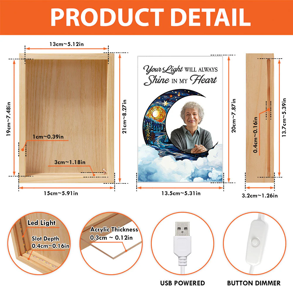 Custom Photo Your Light Will Always Shine - Personalized Photo Frame Light Box - Image 9