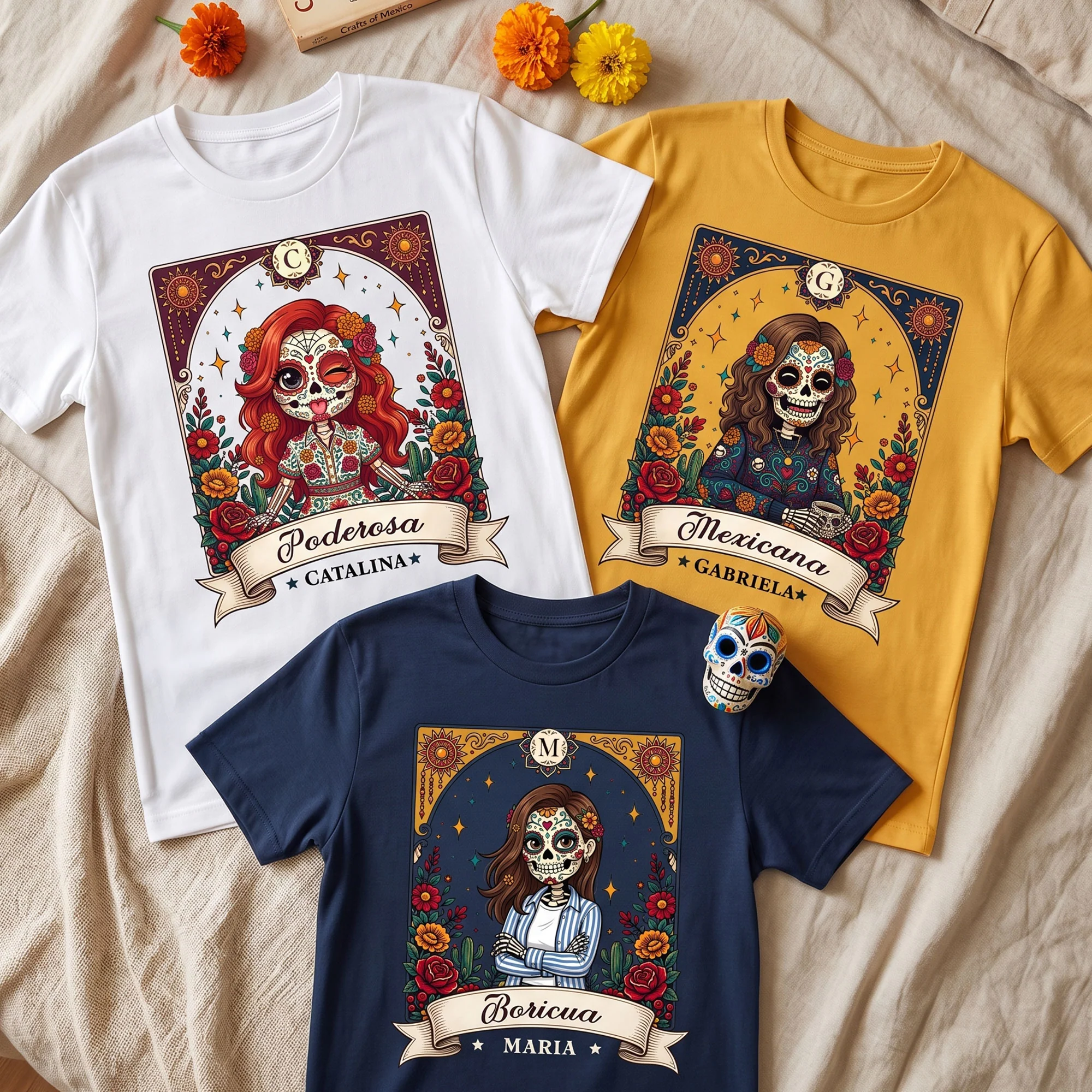 Custom Portrait Day Of The Dead Funny Mexican Mom Wife Gift For Her - Personalized Shirt