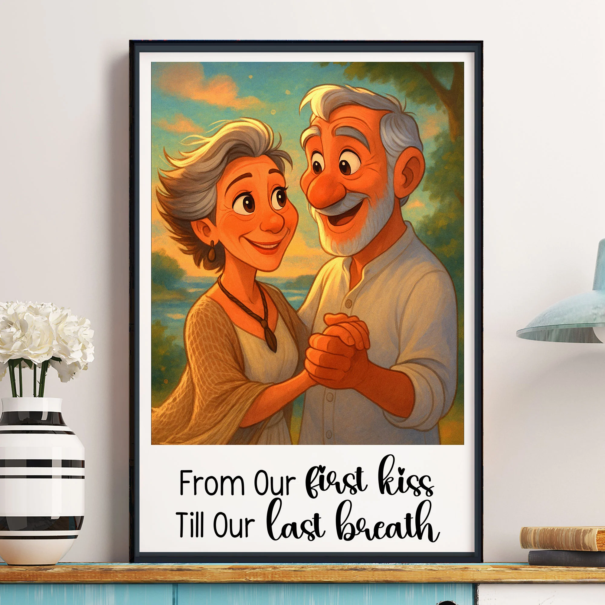 Custom Portrait From Photo For Couples Cartoon-Style - Personalized Photo Poster - Image 4