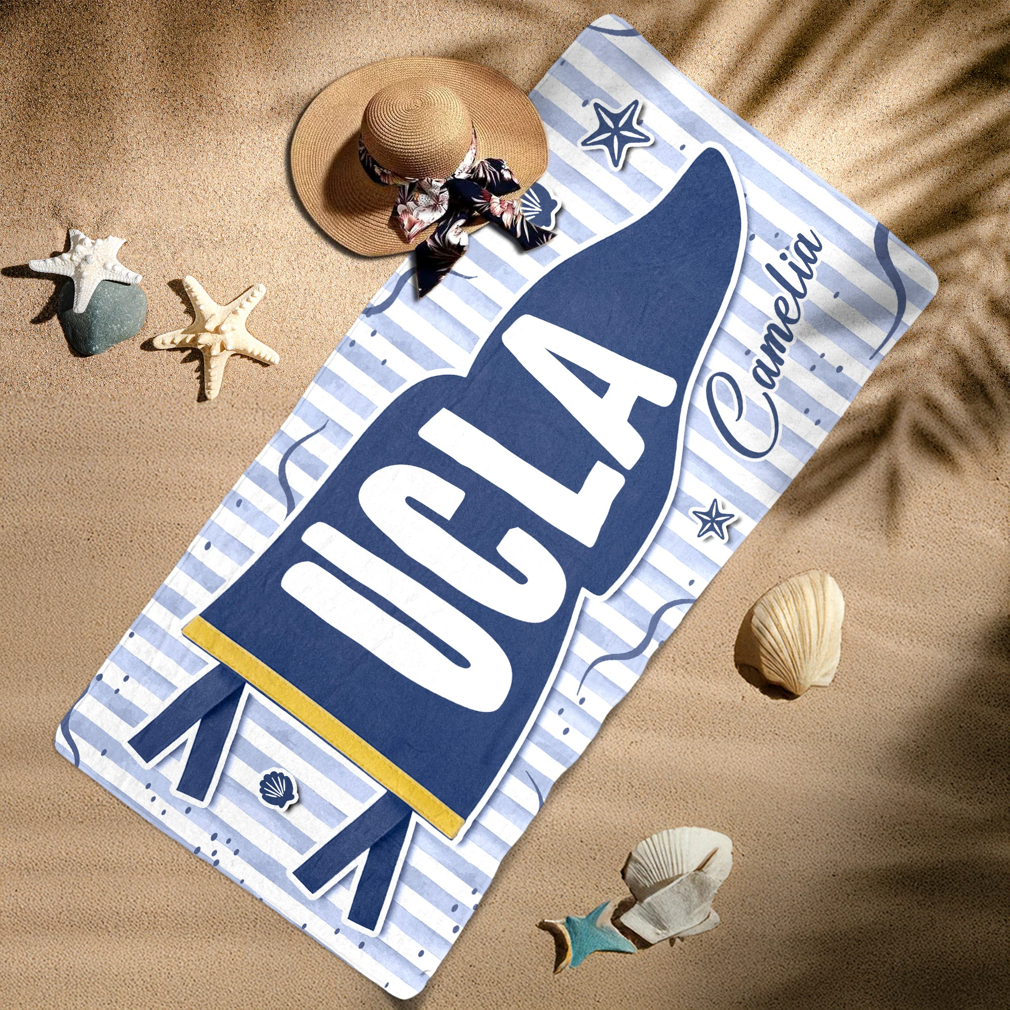 Custom School Pennant Flag Graduation Gift - Personalized Beach Towel - Image 7