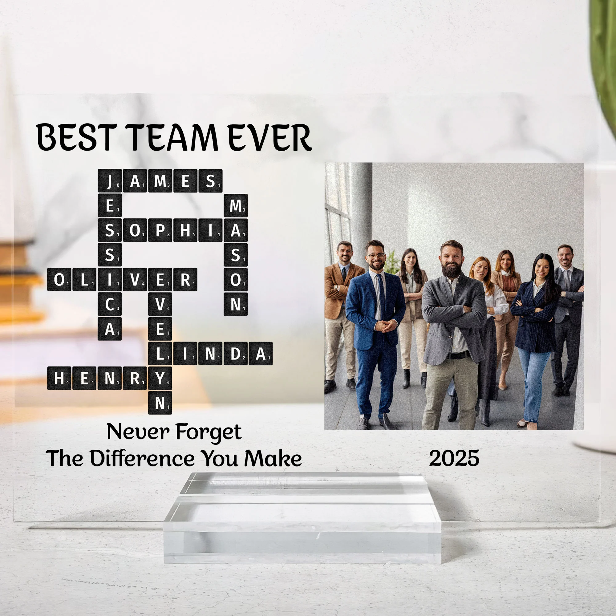 Custom Scrabble Thank You Gift For Appreciation, Coworkers, Boss, Team - Personalized Acrylic Photo Plaque - Image 6