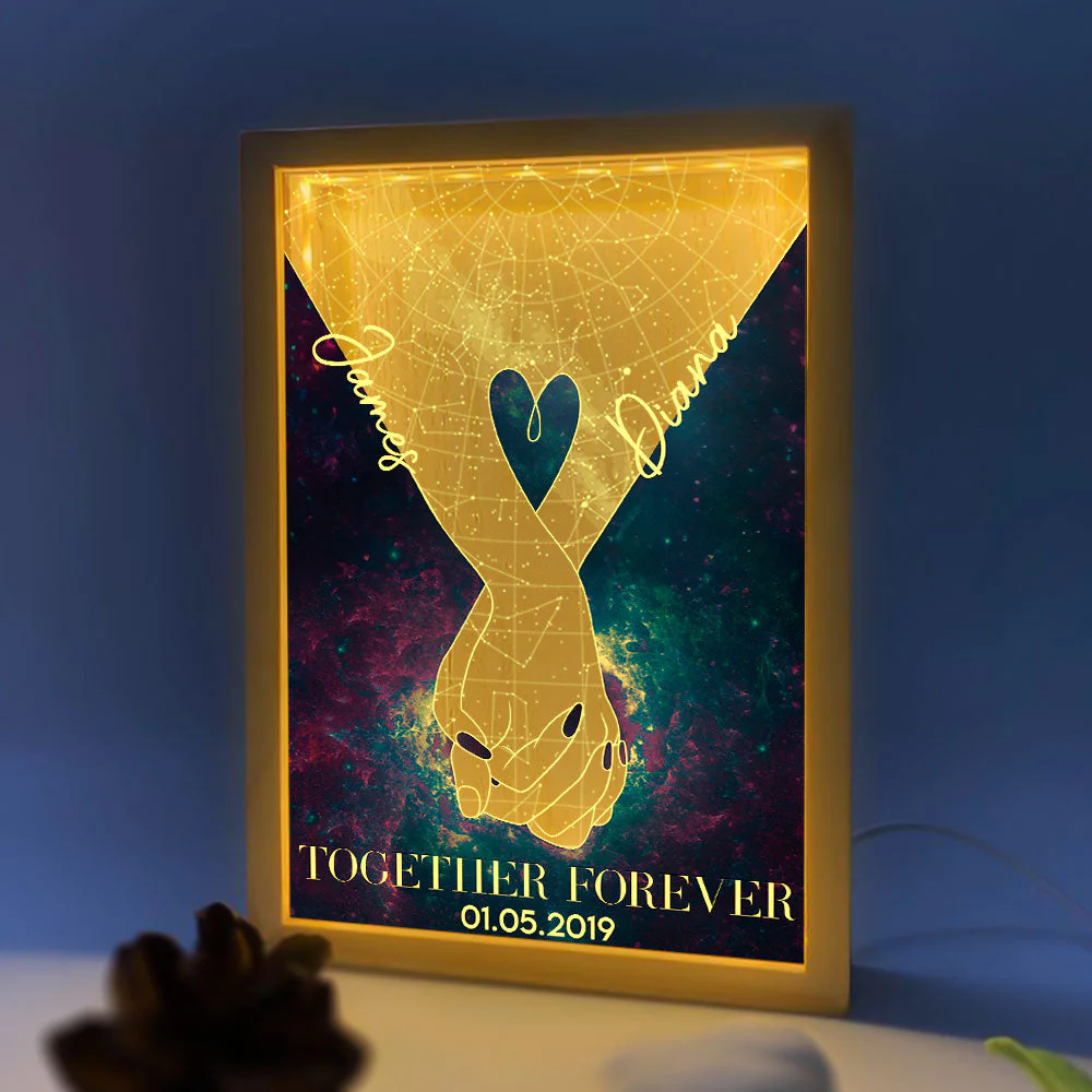 Custom Star Map Anniversary Couples Holding Hands - Personalized Frame Light Box - Image 6