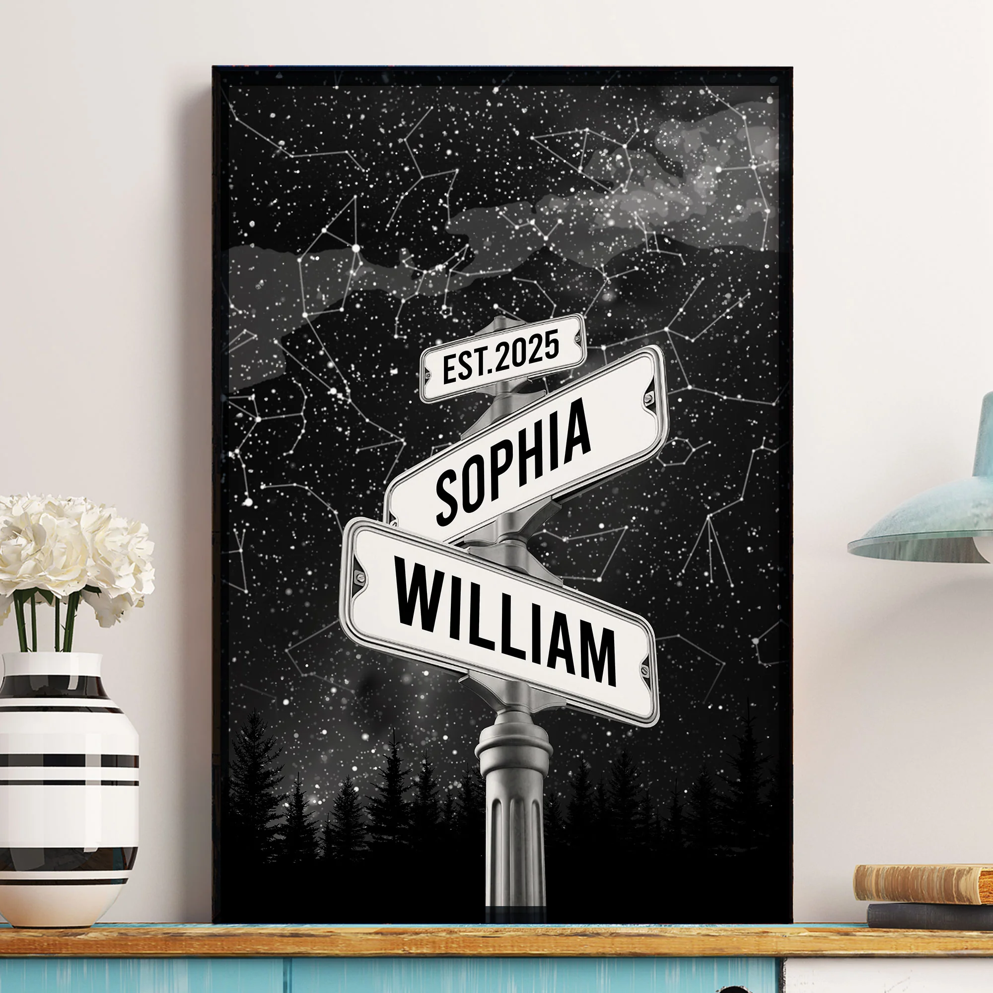 Custom Star Map Street Sign Couple Anniversary Gift - Personalized Poster - Image 4