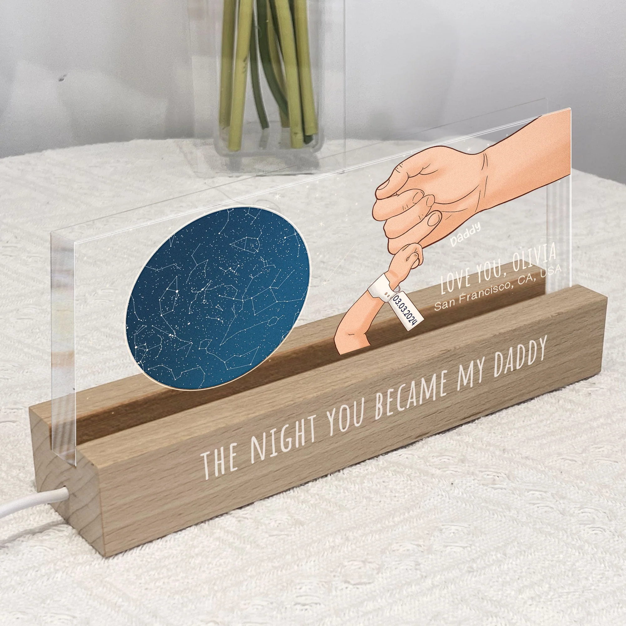 Custom Star Map The Night You Became My Daddy - Personalized LED Night Light - Image 2