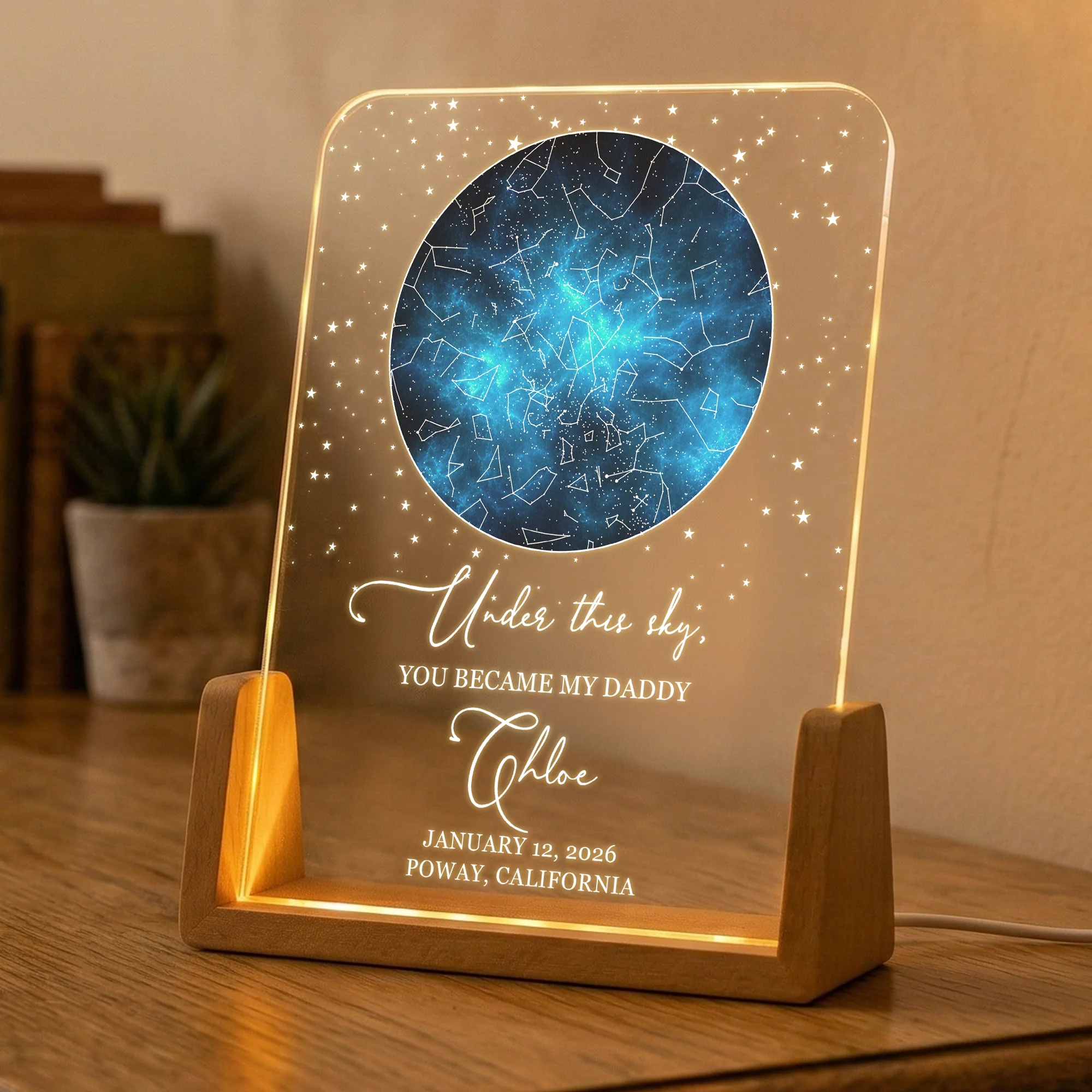 Custom Star Map - Under This Sky, You Became My Daddy - Father's Day Gift - Personalized Night Light - Image 4