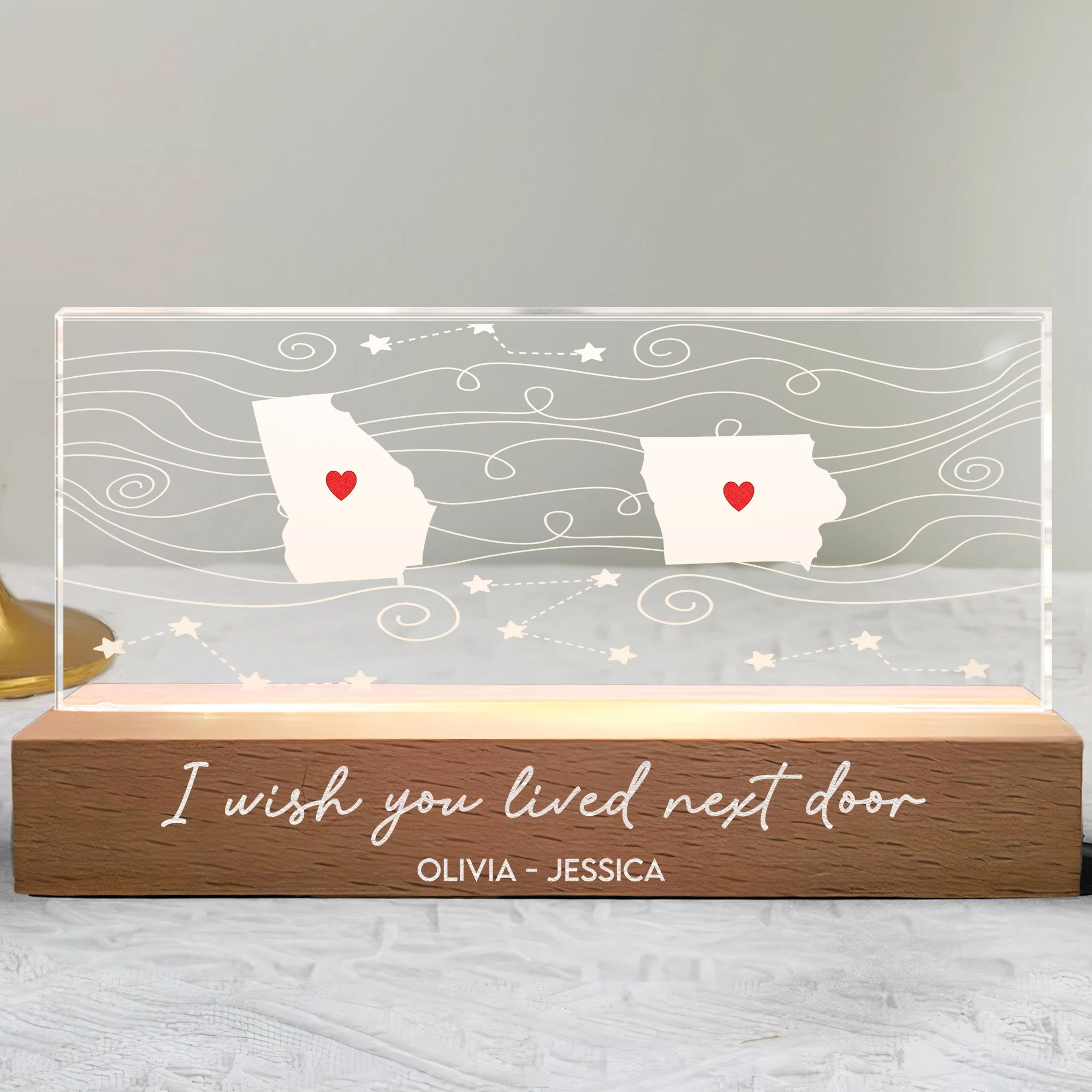 Custom States I Wish You Lived Next Door - Personalized LED Night Light - Image 4