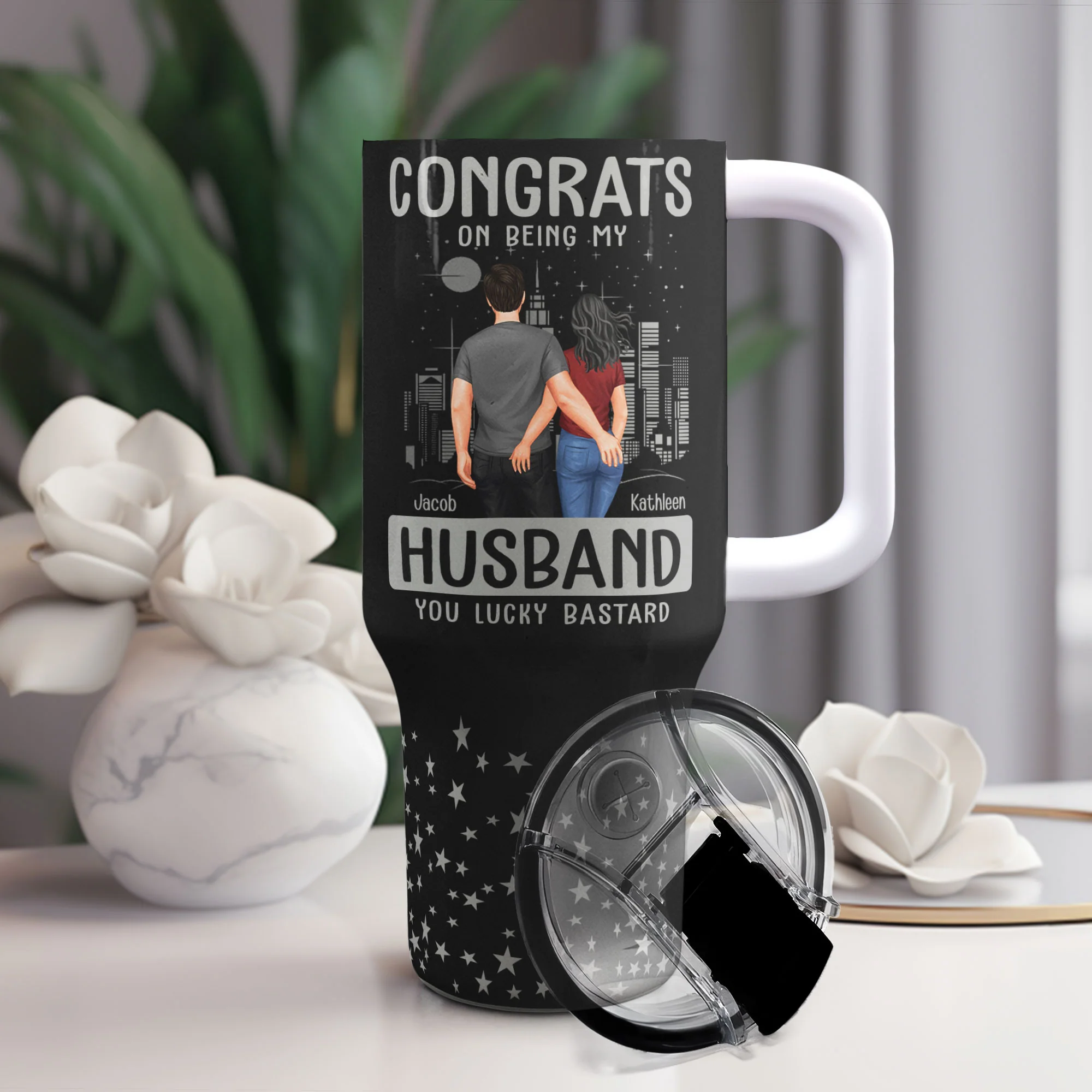 Custom Tumbler 40Oz Congrats Being My Husband - Personalized 40oz Tumbler With Straw - Image 2