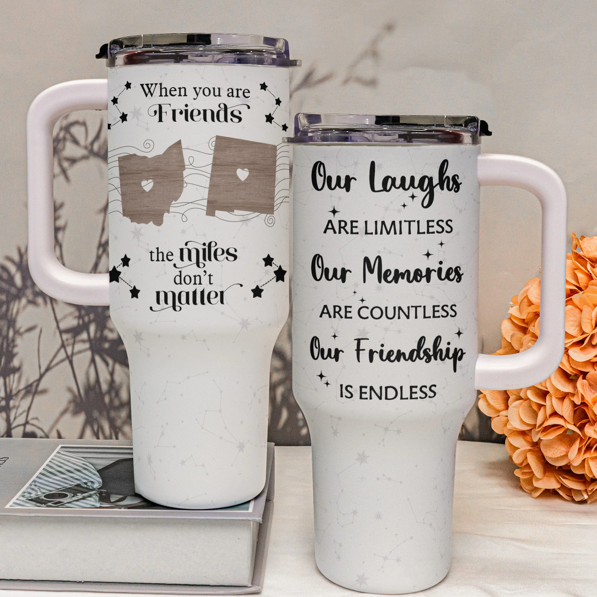Custom Tumbler 40Oz For Long Distance Friends - Personalized 40oz Tumbler With Straw - Image 3