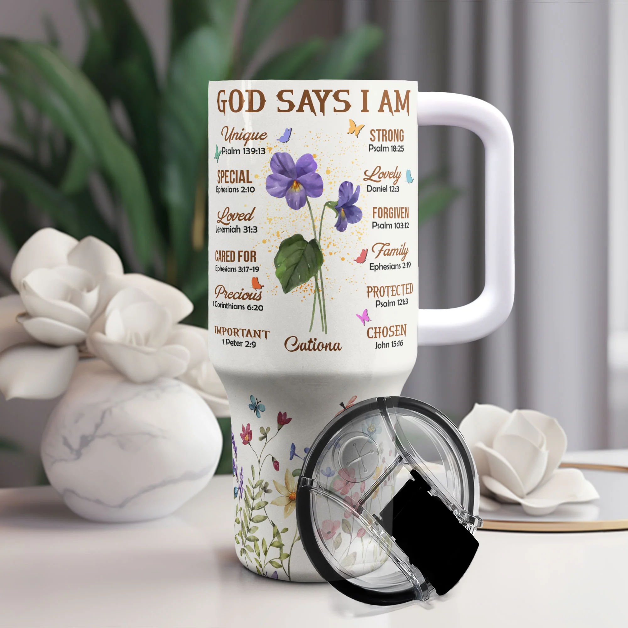 Custom Tumbler 40Oz God Says I Am - Personalized 40oz Tumbler With Straw - Image 2