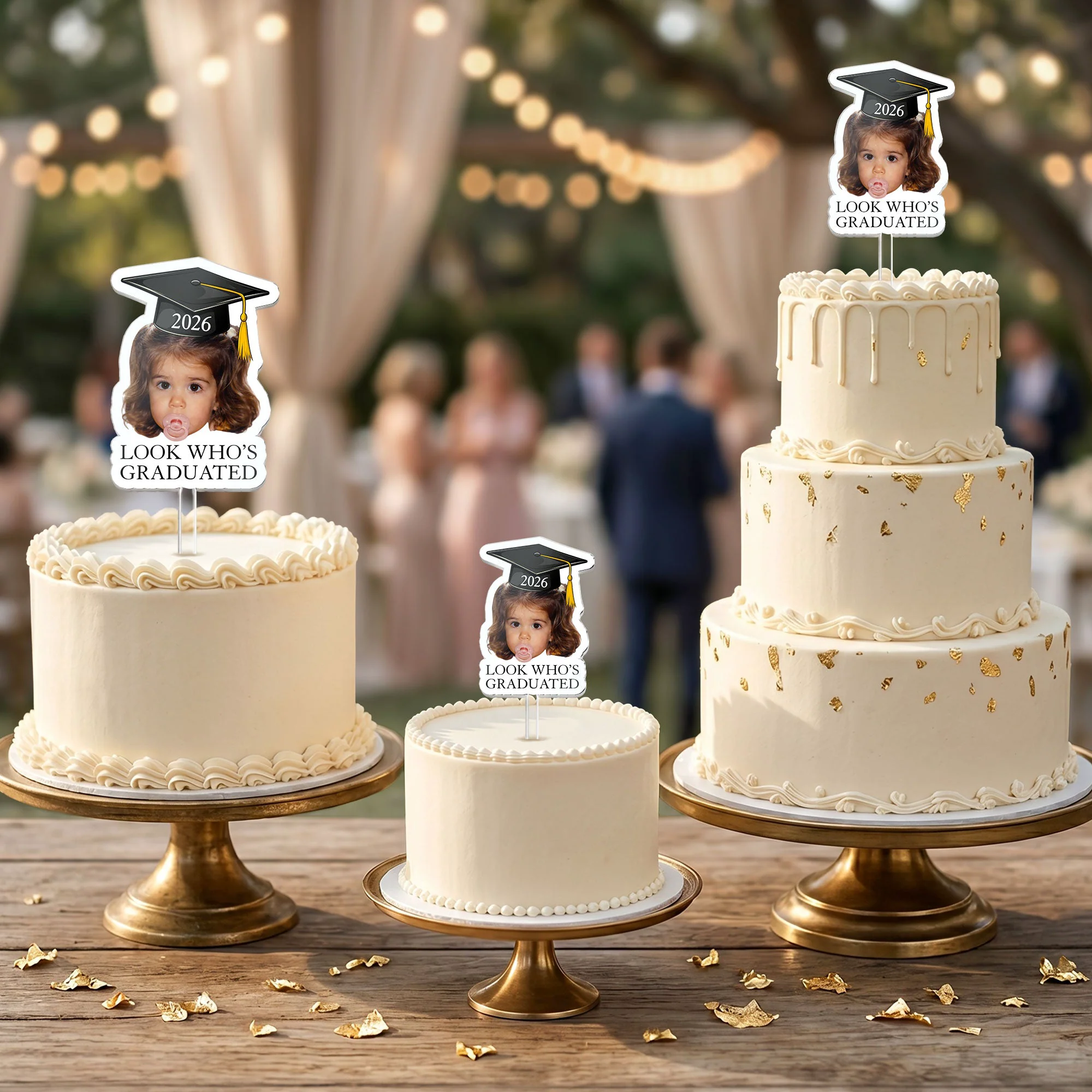 Custom Vintage Childhood Photo Graduation Party Gifts - Personalized Cake Topper - Image 2