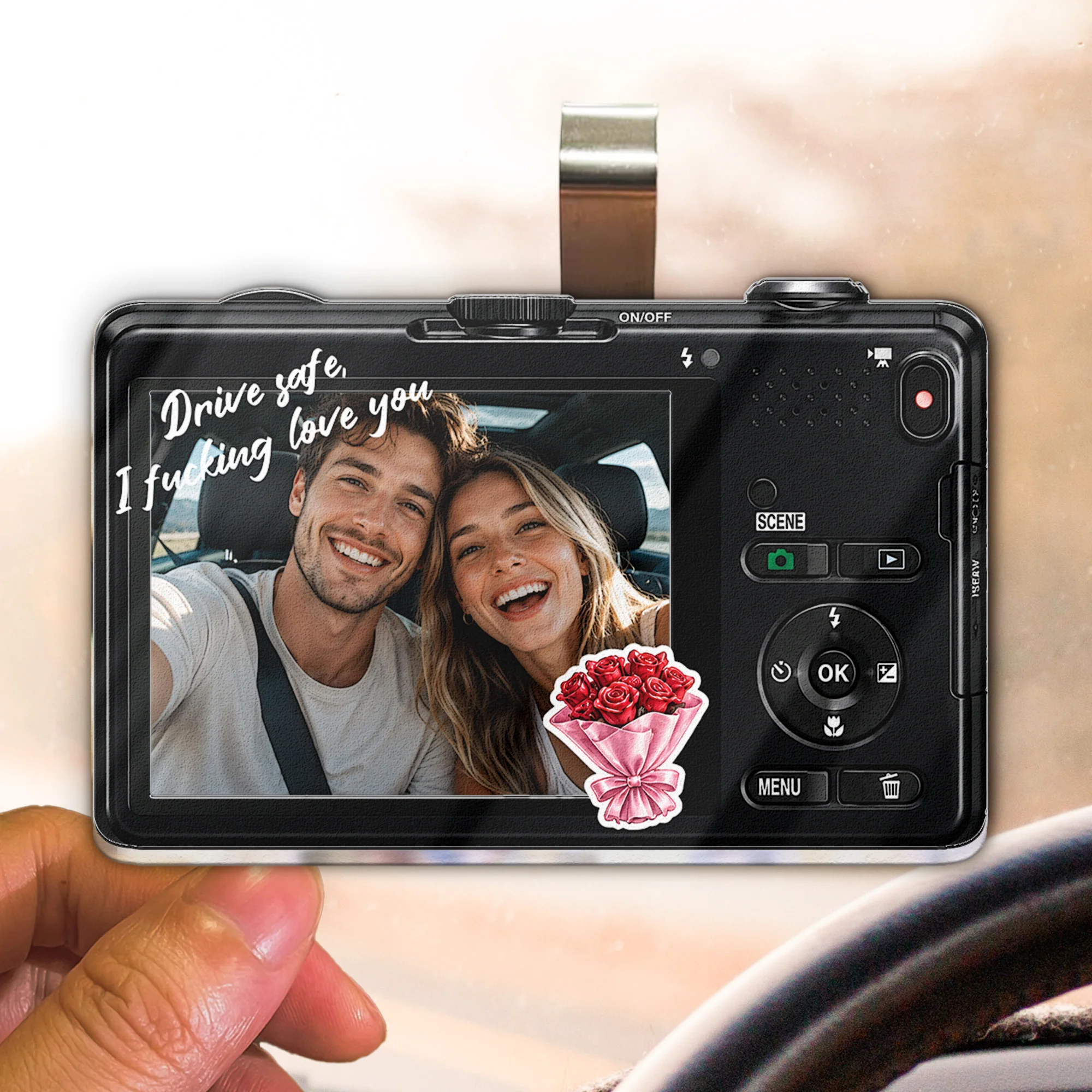 Custom Vintage Couple Photo Drive Safe Anniversary Gift For Boyfriend, Husband - Personalized Car Visor Clip - Image 5