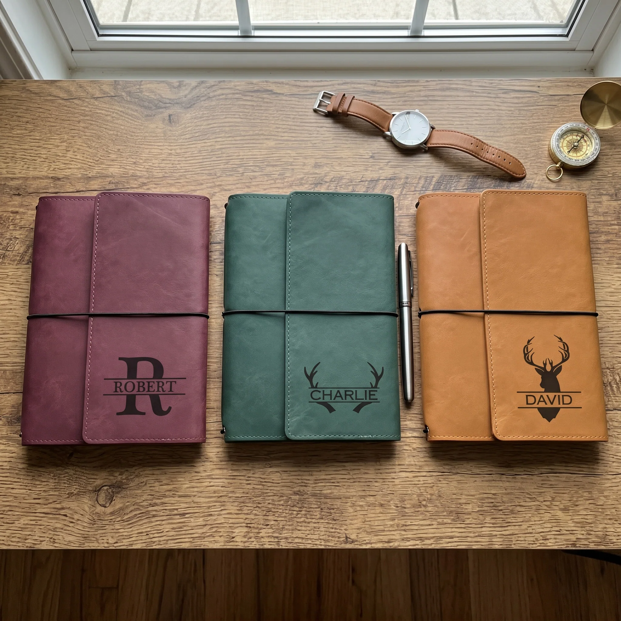 Custom Vintage Initial Name For Him, Husband, Son, Boss, Dad, Coworkers - Personalized Notebook Cover