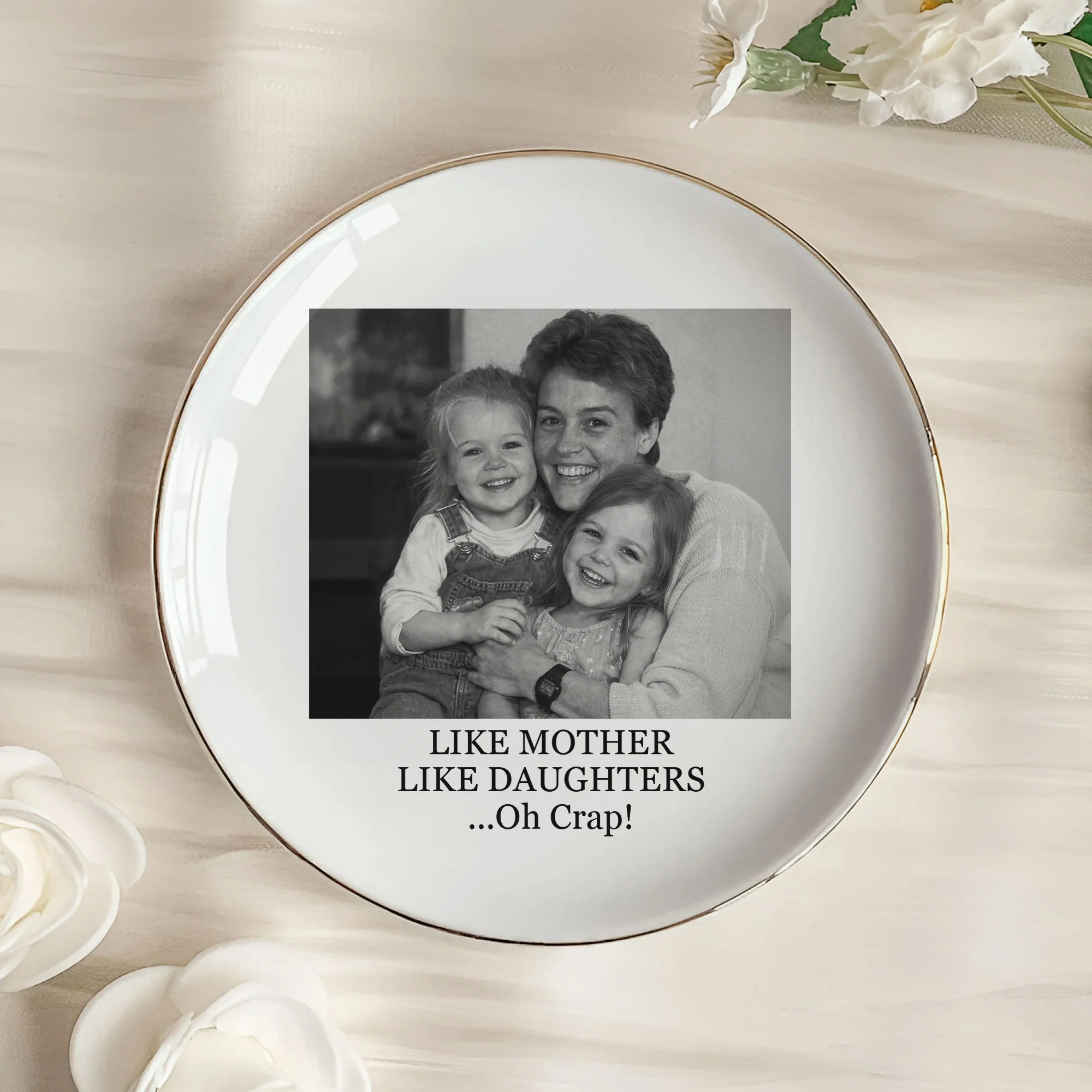 Custom Vintage Photo & Message - Mother's Day Gifts For Mom - Personalized Photo Jewelry Dish - Image 5