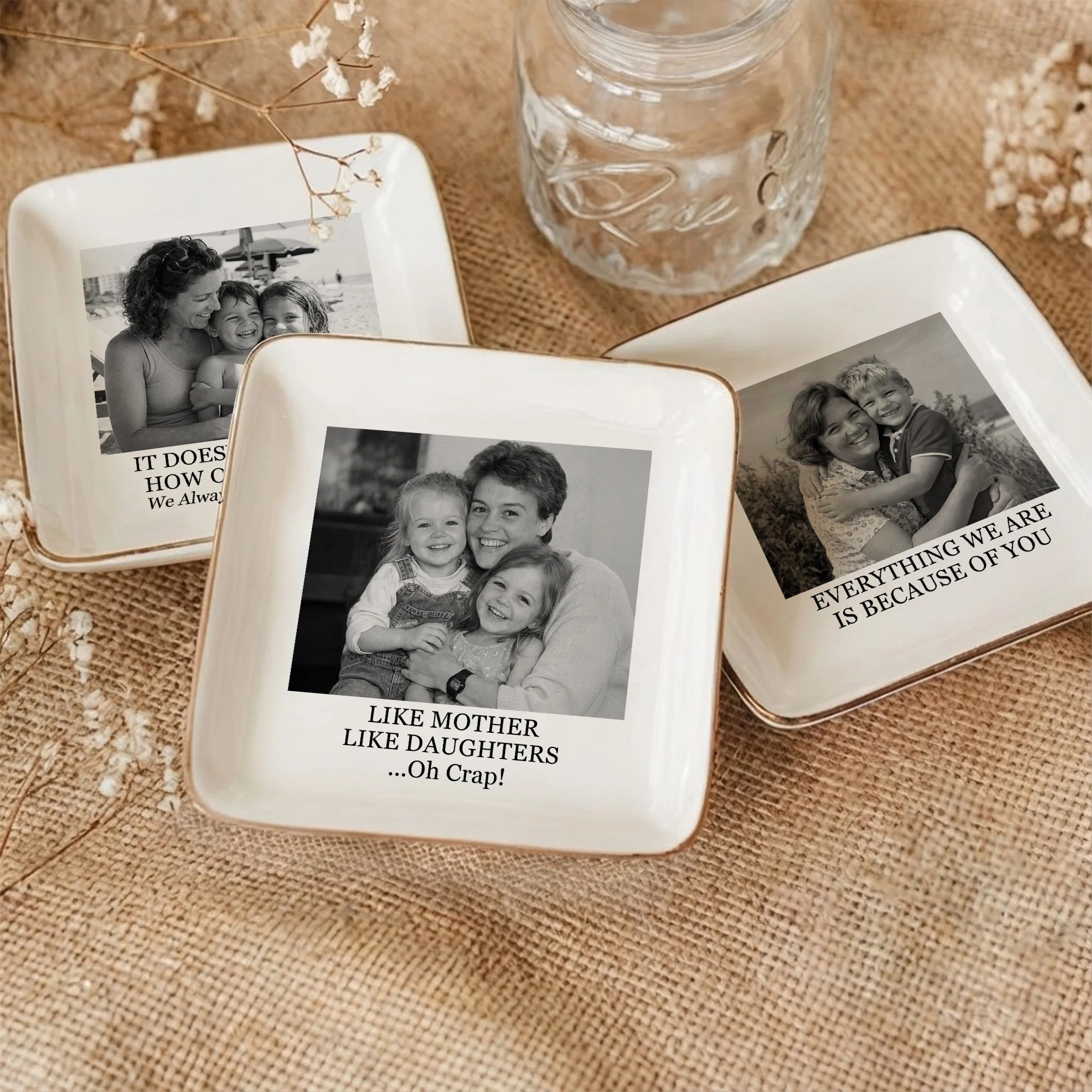Custom Vintage Photo & Message - Mother's Day Gifts For Mom - Personalized Photo Jewelry Dish - Image 6