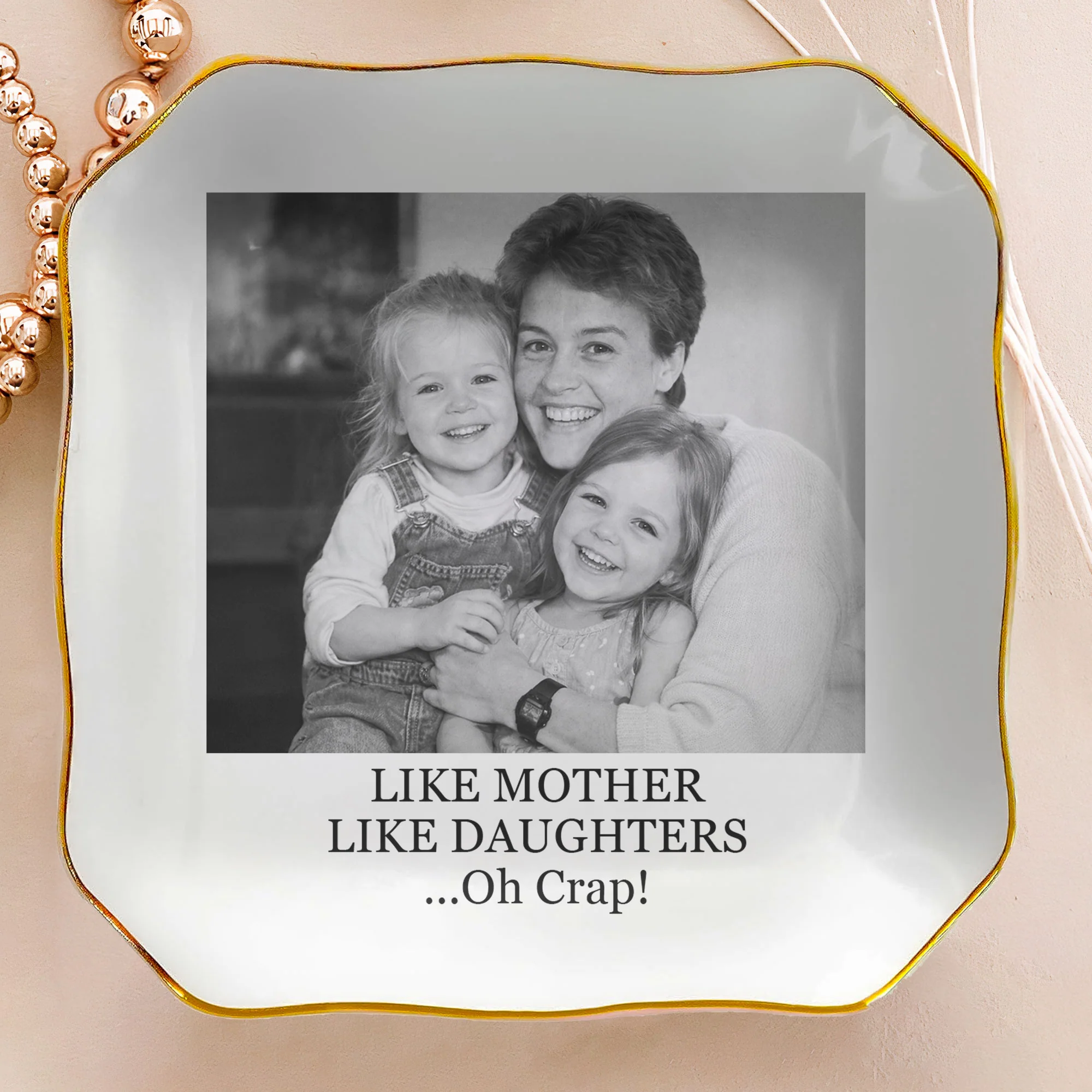 Custom Vintage Photo & Message - Mother's Day Gifts For Mom - Personalized Photo Jewelry Dish - Image 7