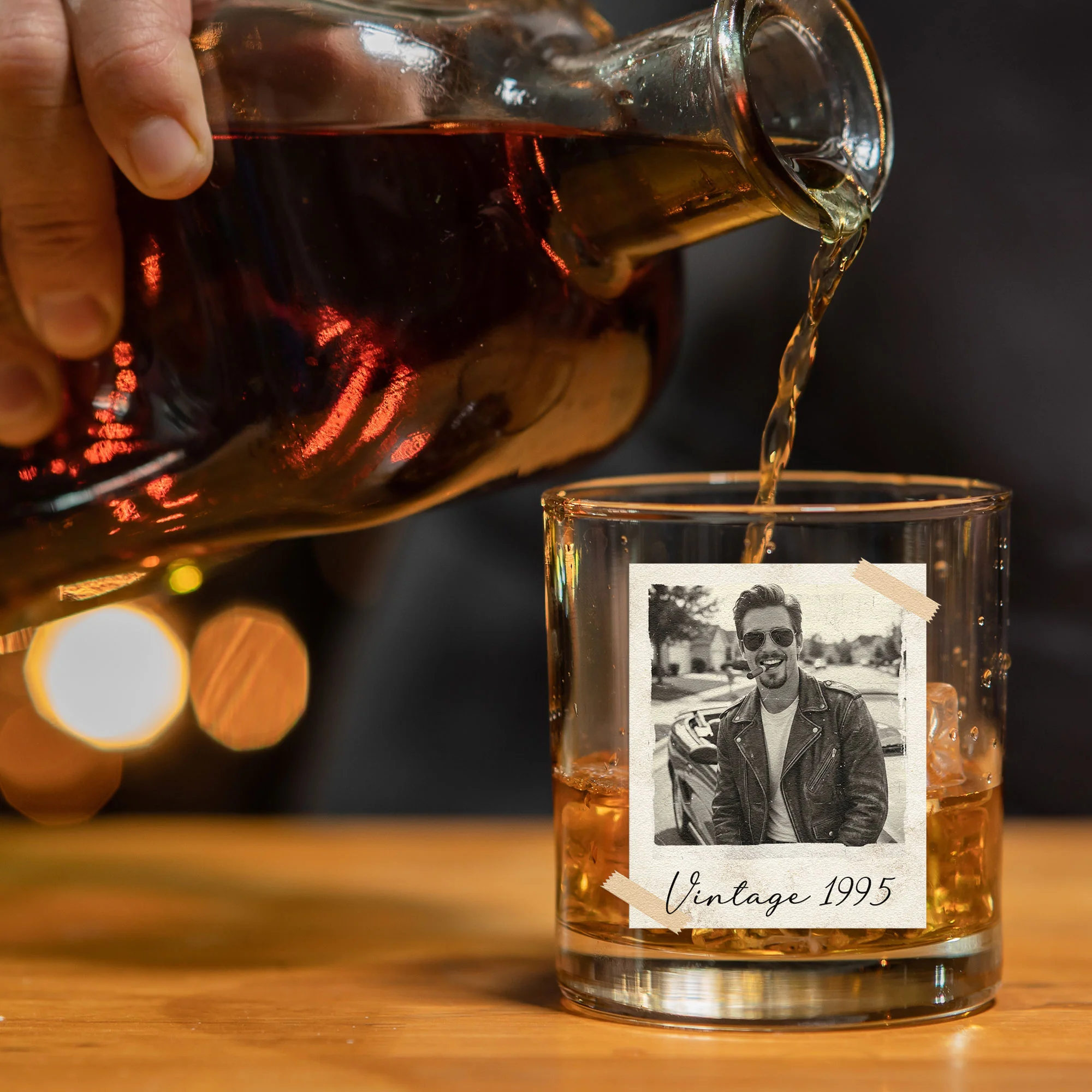 Custom Vintage Retro Polaroid Photo For Him, Husband, Dad, Grandpa - Personalized Photo Whiskey Glass - Image 4