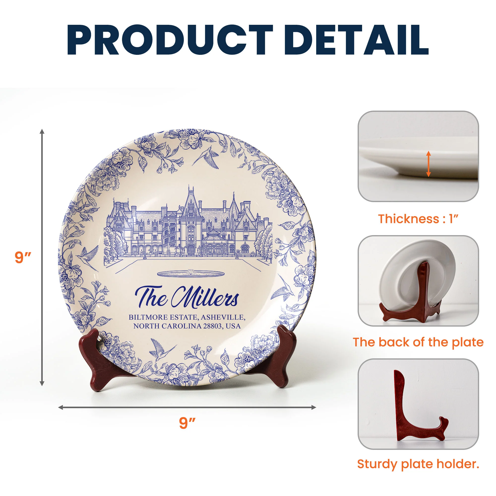 Custom Wedding Venue Photo, Toile Illustrated Venue Decor - Wedding Gifts For Couples - Personalized Ceramic Plate - Image 7