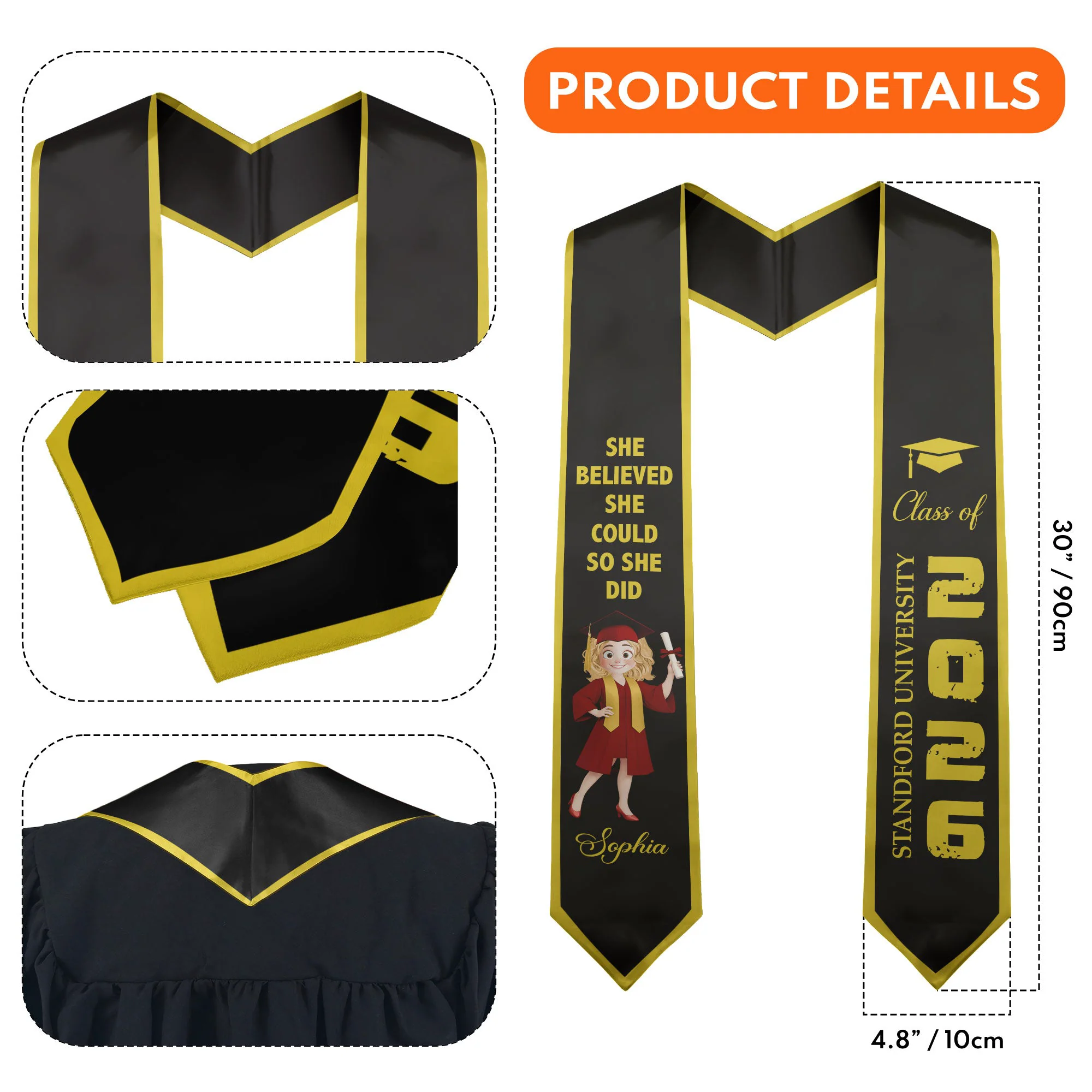 Customize Graduation - Personalized Graduation Stole - Image 4