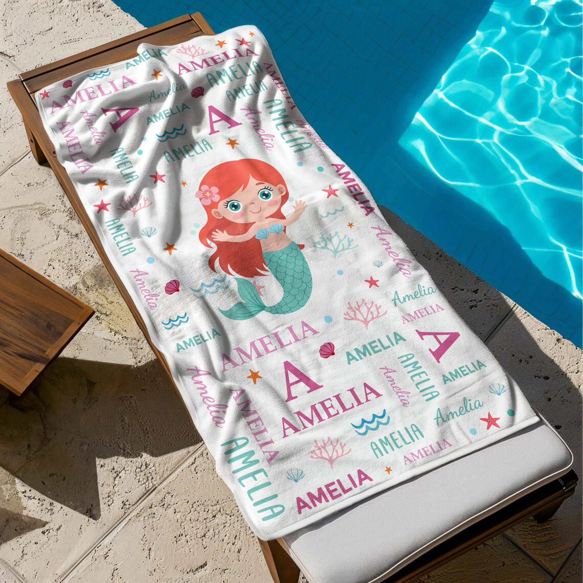 Cute And Beachy Custom Name - Personalized Beach Towel - Image 2