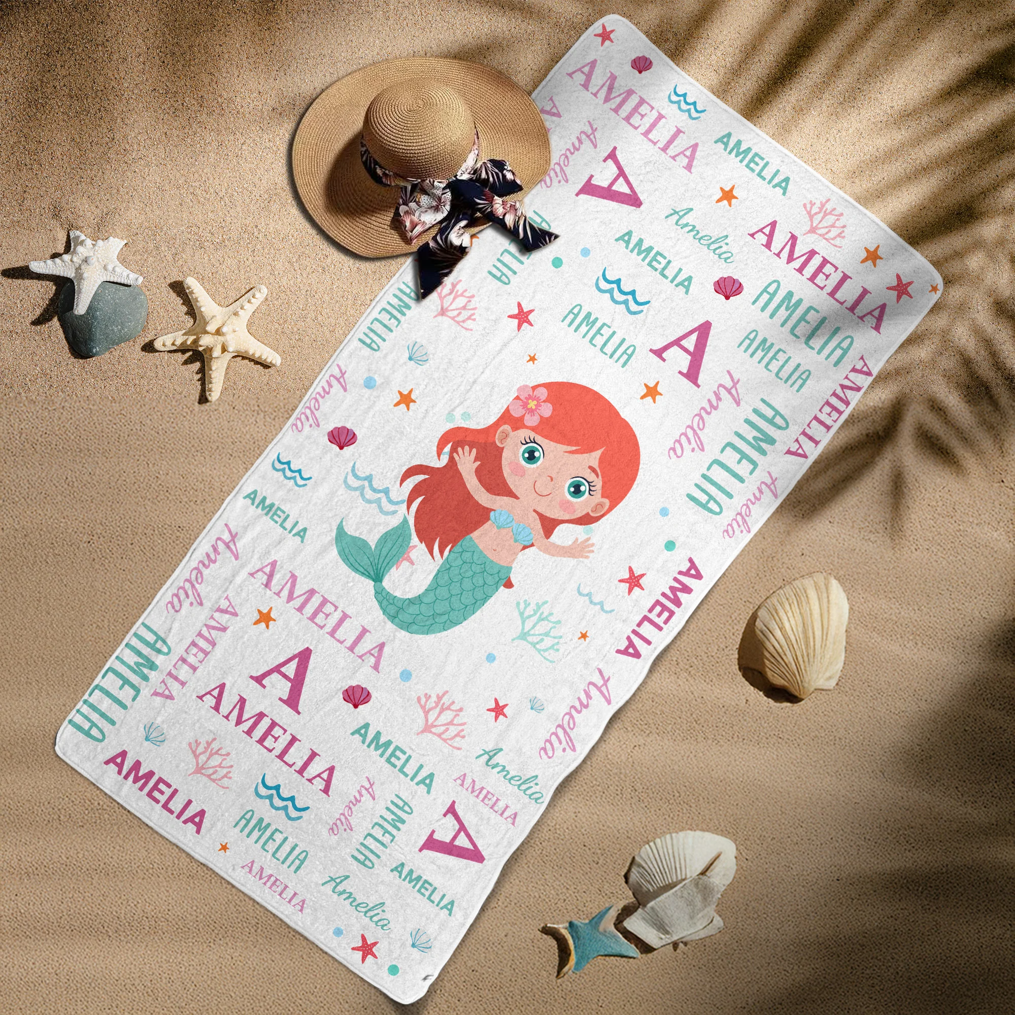 Cute And Beachy Custom Name - Personalized Beach Towel - Image 5