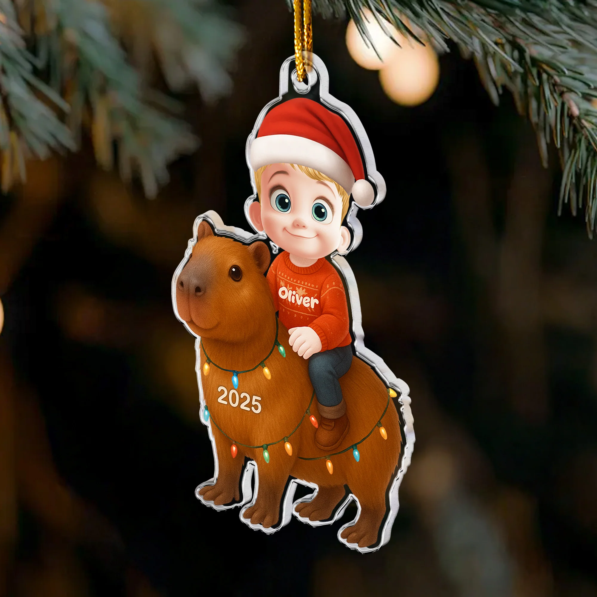 Cute Cartoon Kid Boy - Personalized Acrylic Ornament - Image 3