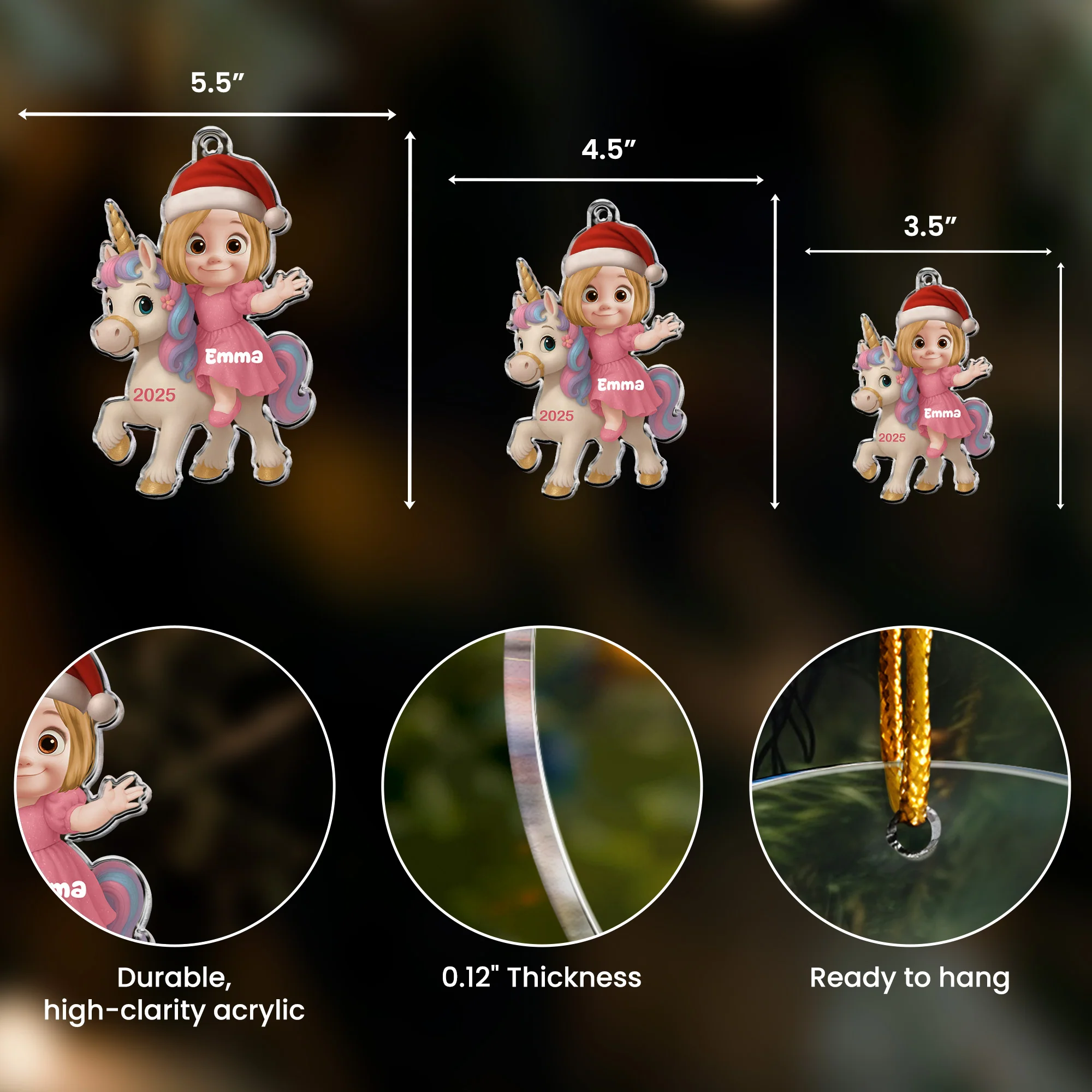 Cute Cartoon Kid - Personalized Acrylic Ornament - Image 4