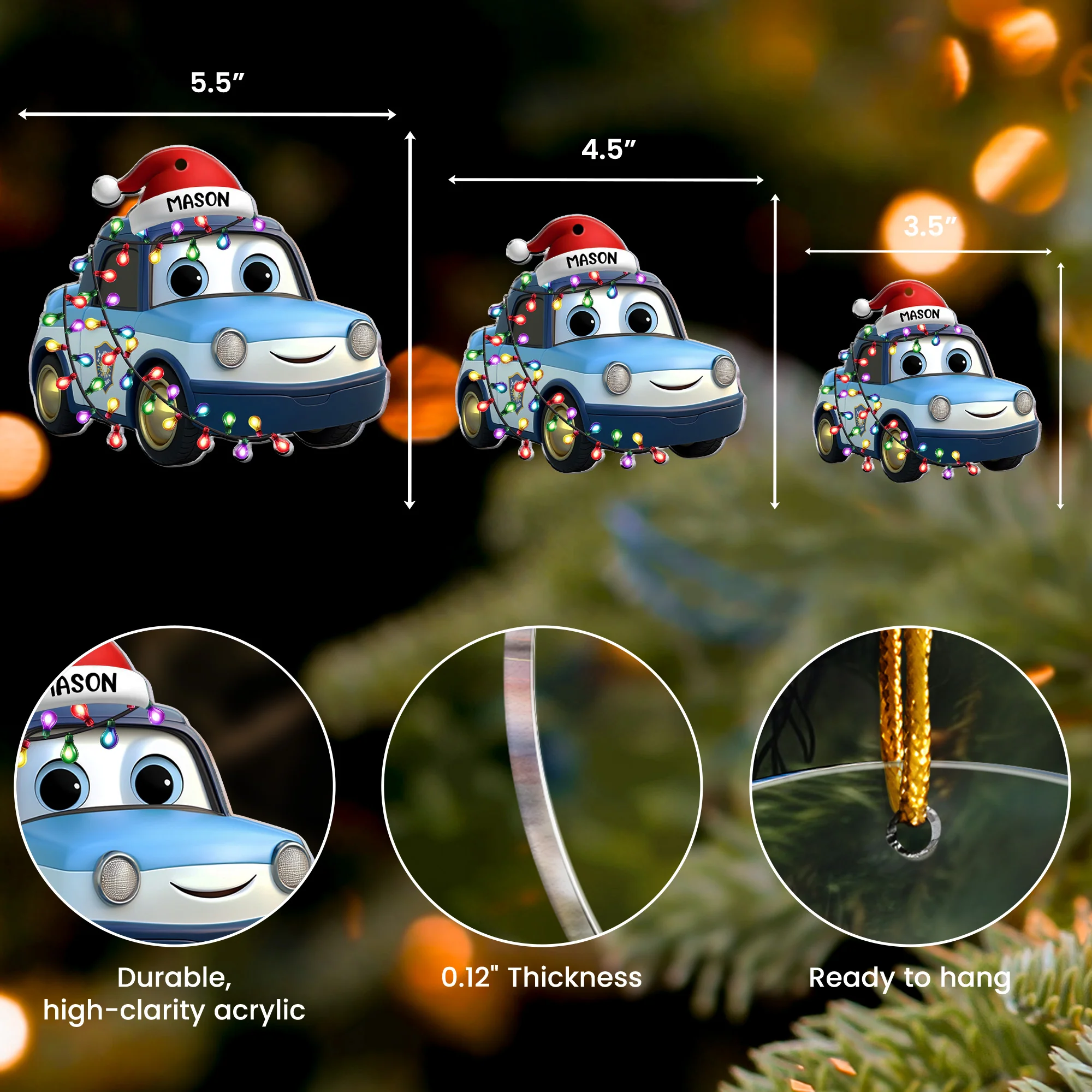Cute Cartoon Vehicles - Personalized Acrylic Ornament - Image 5