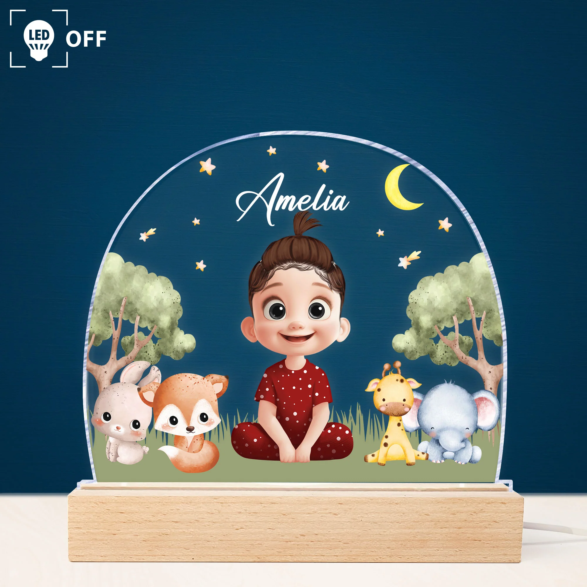 Cute Cartoon With Name Dinosaur Princess - Personalized LED Light - Image 2