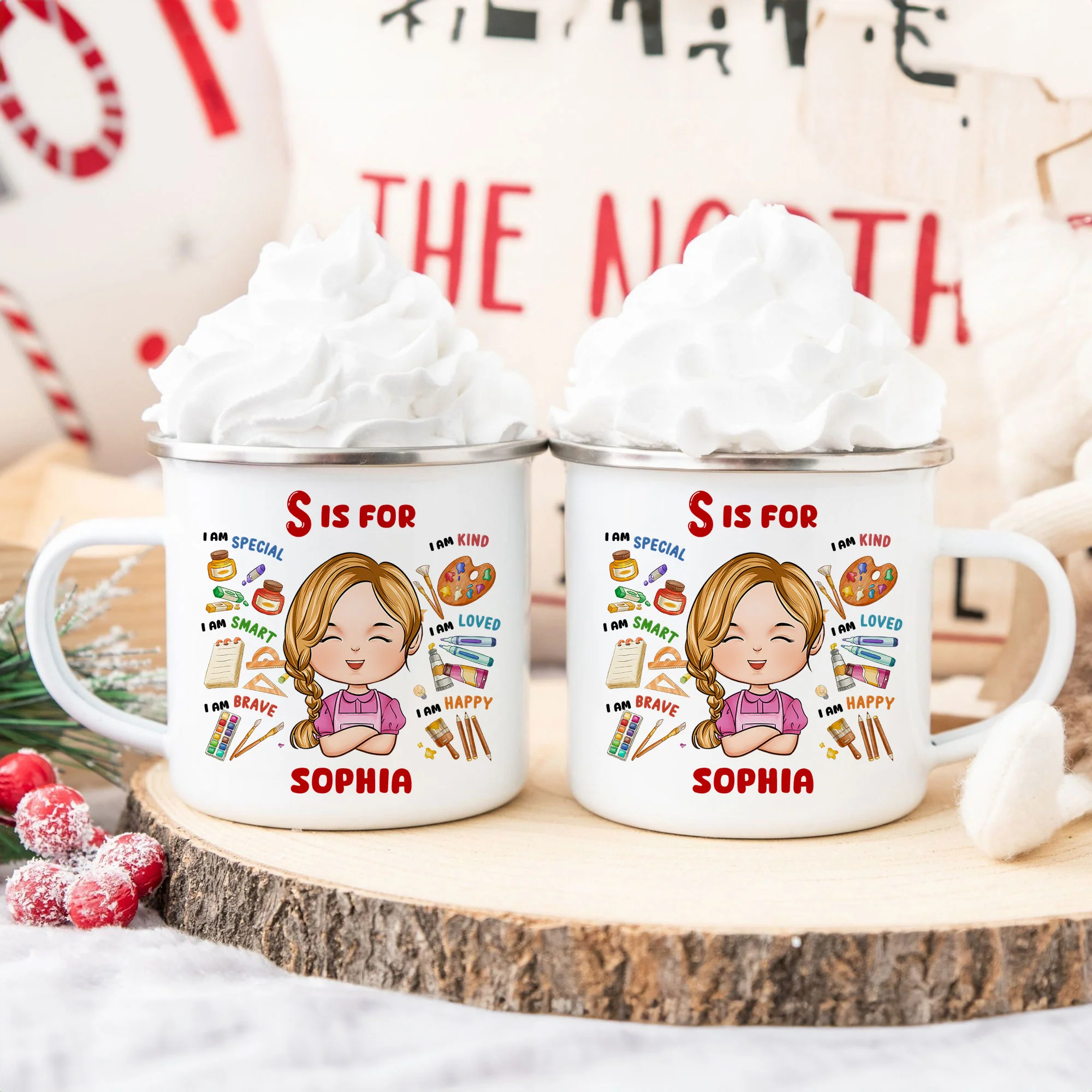 Cute Kid Trendy 2024 - Personalized Enamel Mug - Image 3