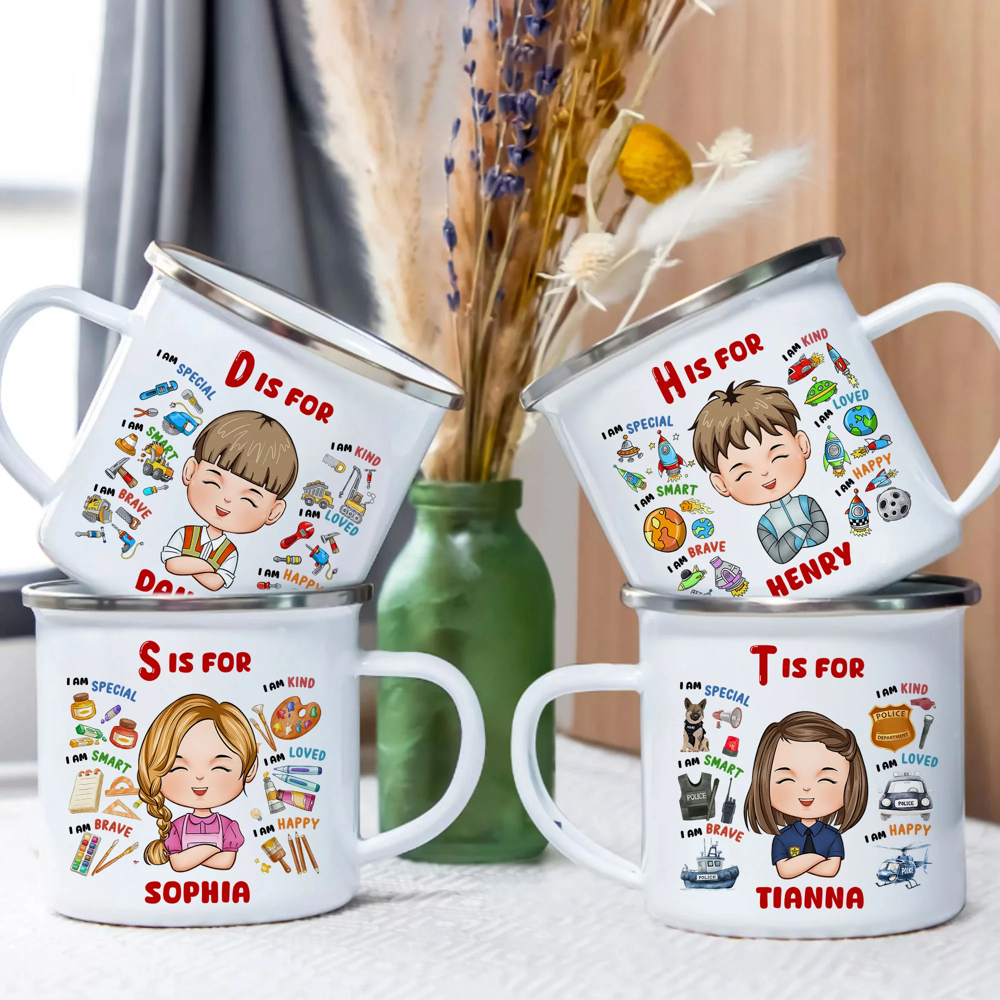 Cute Kid Trendy 2024 - Personalized Enamel Mug - Image 4