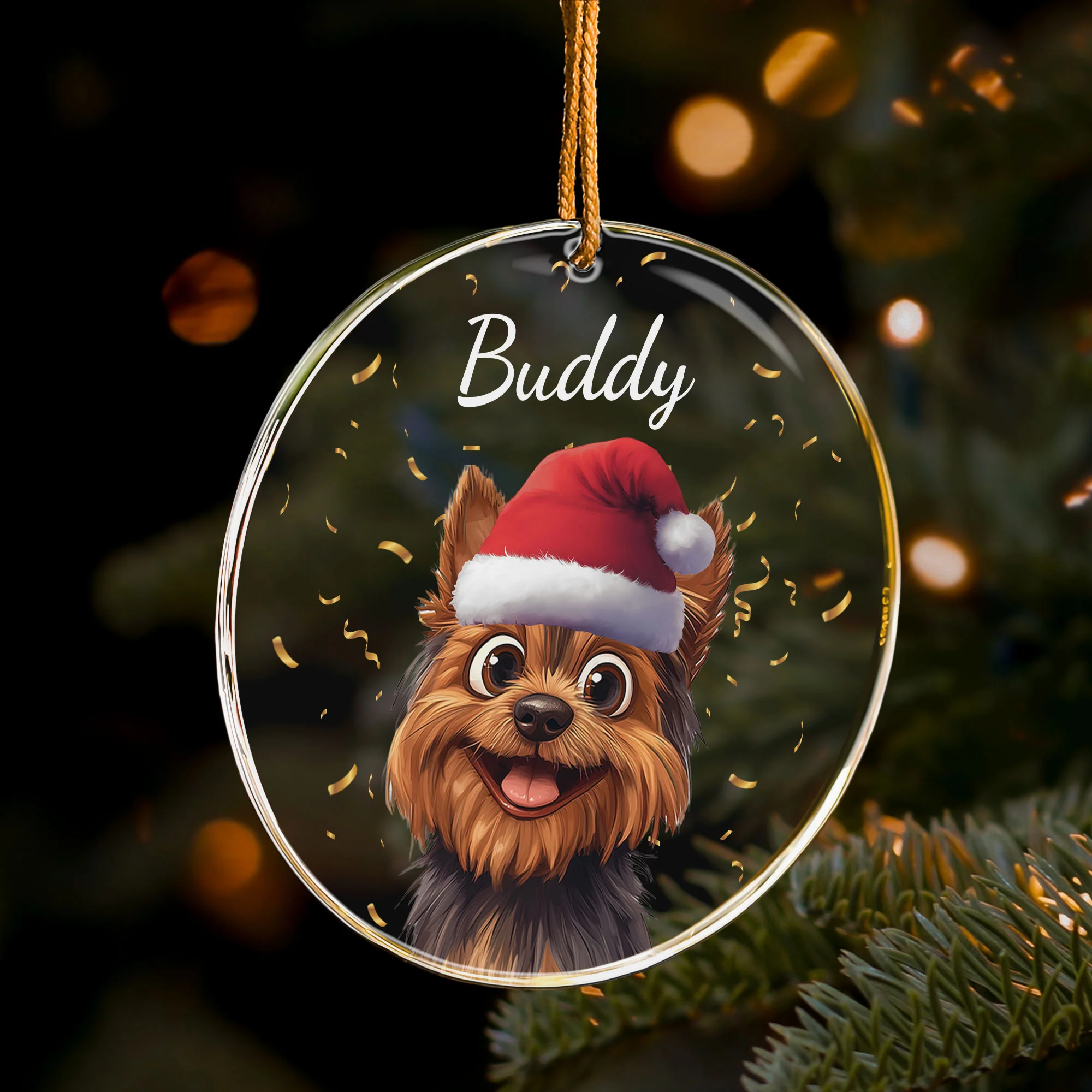 Cute Pet Christmas - Personalized Acrylic Ornament - Image 4