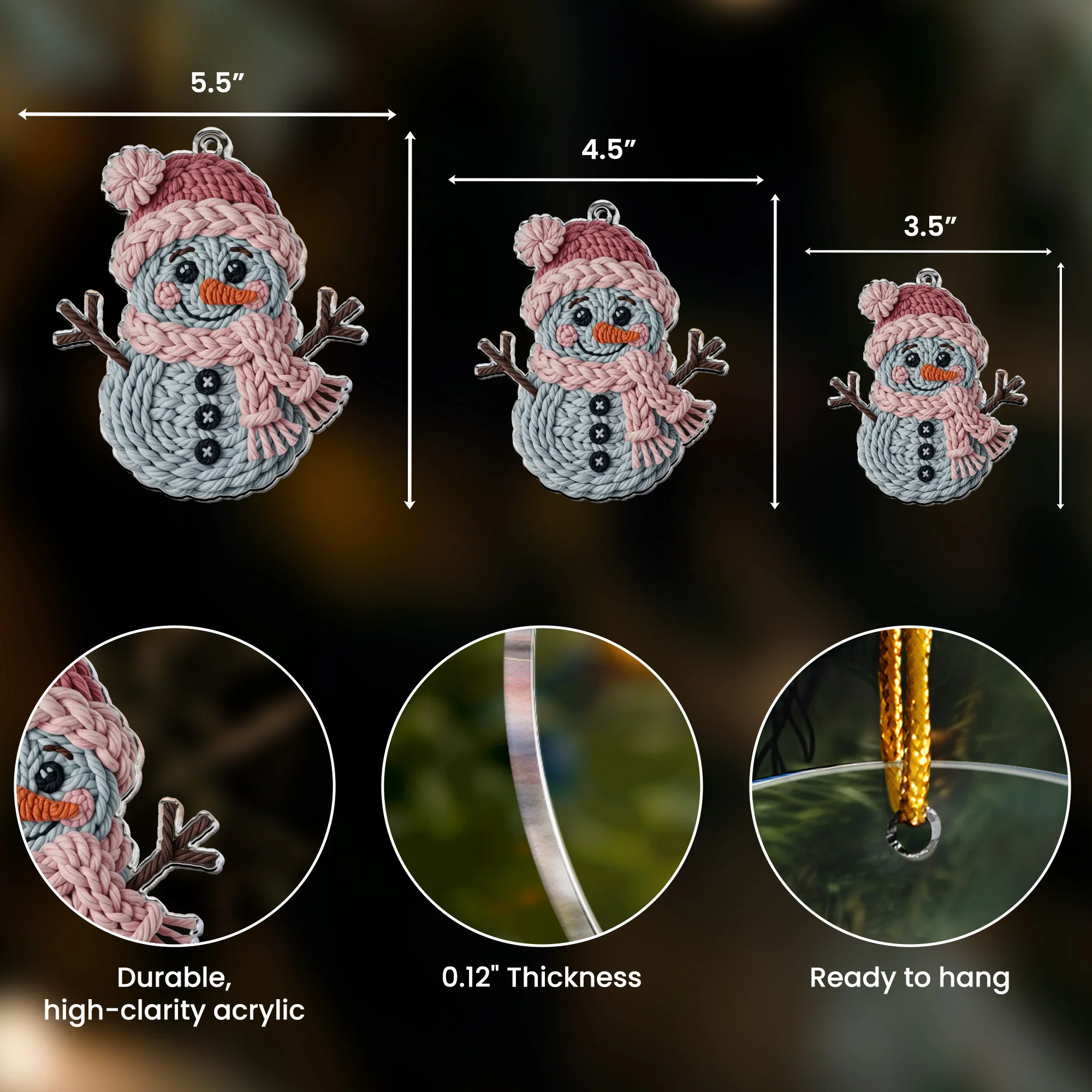 Cute Snowman 2D Flat - Acrylic Ornament - Image 4