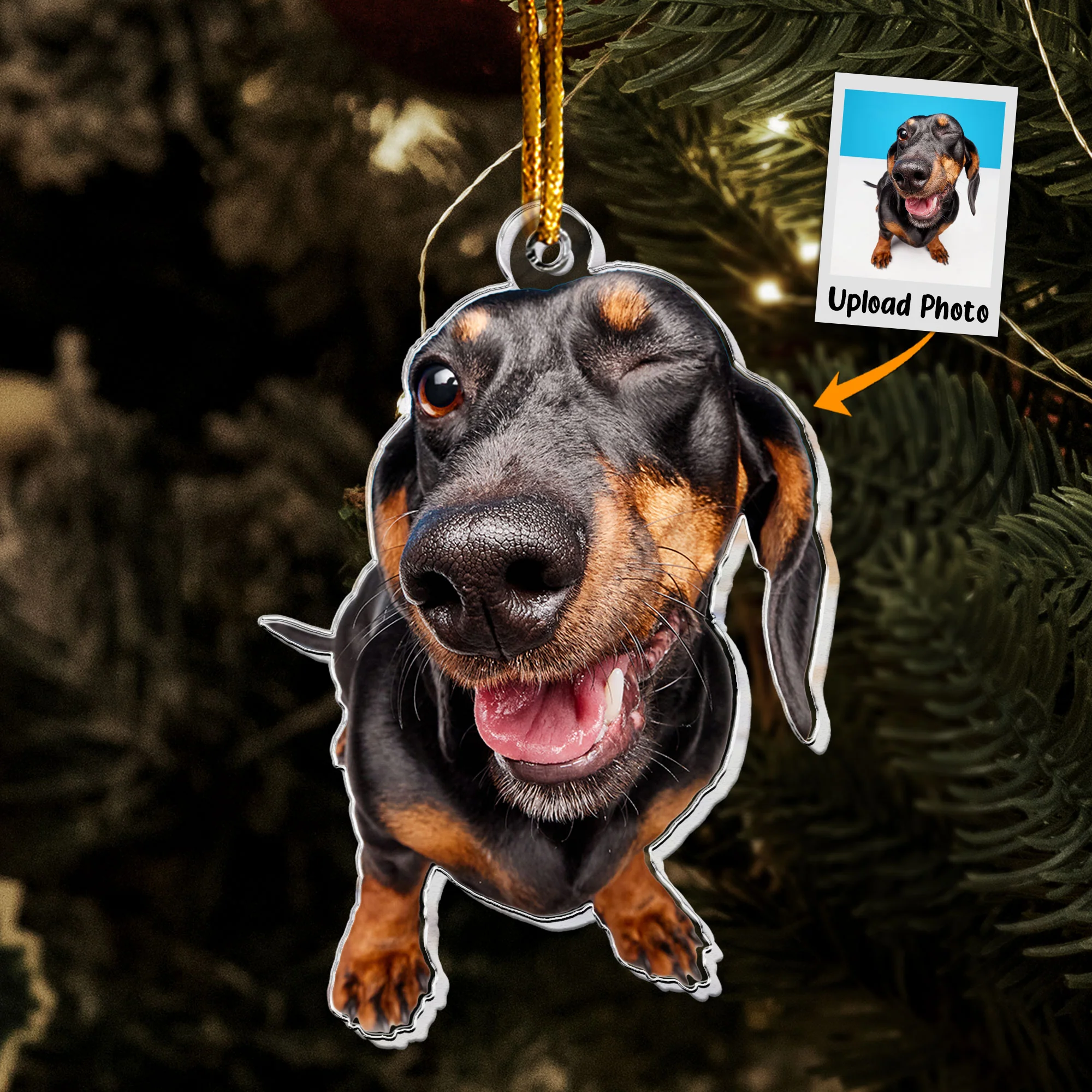 Dachshund Christmas Decorations - Personalized Acrylic Photo Ornament - Image 2