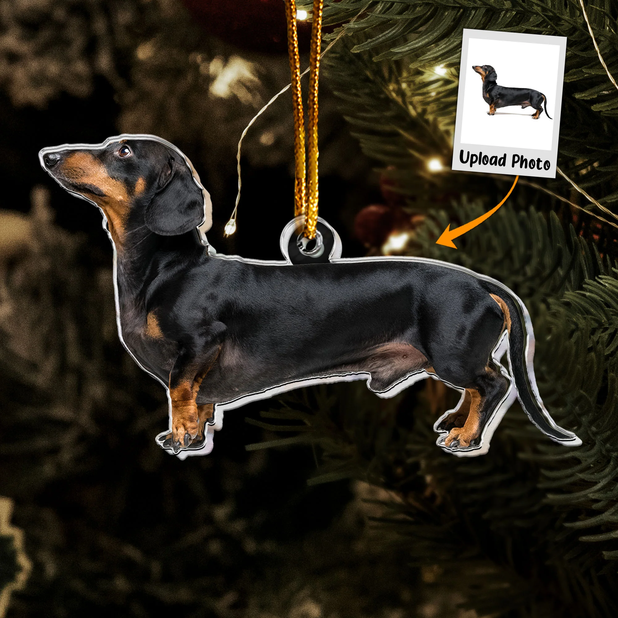 Dachshund Christmas Decorations - Personalized Acrylic Photo Ornament - Image 4