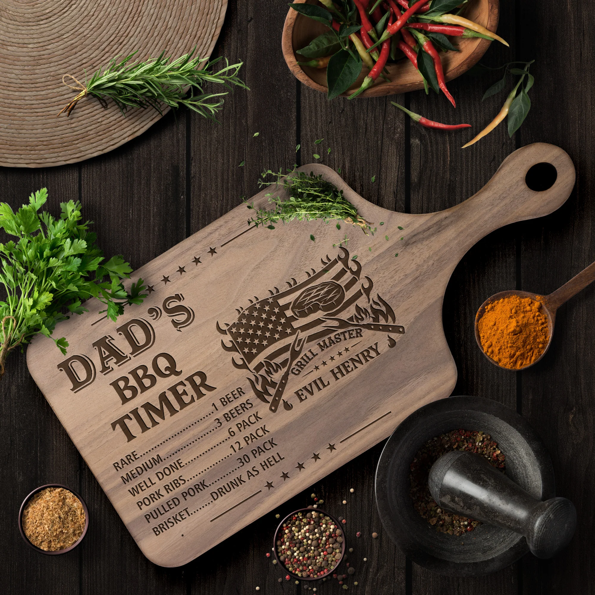 Dad BBQ Grill - Funny Father's Day Gift - Personalized Cutting Board