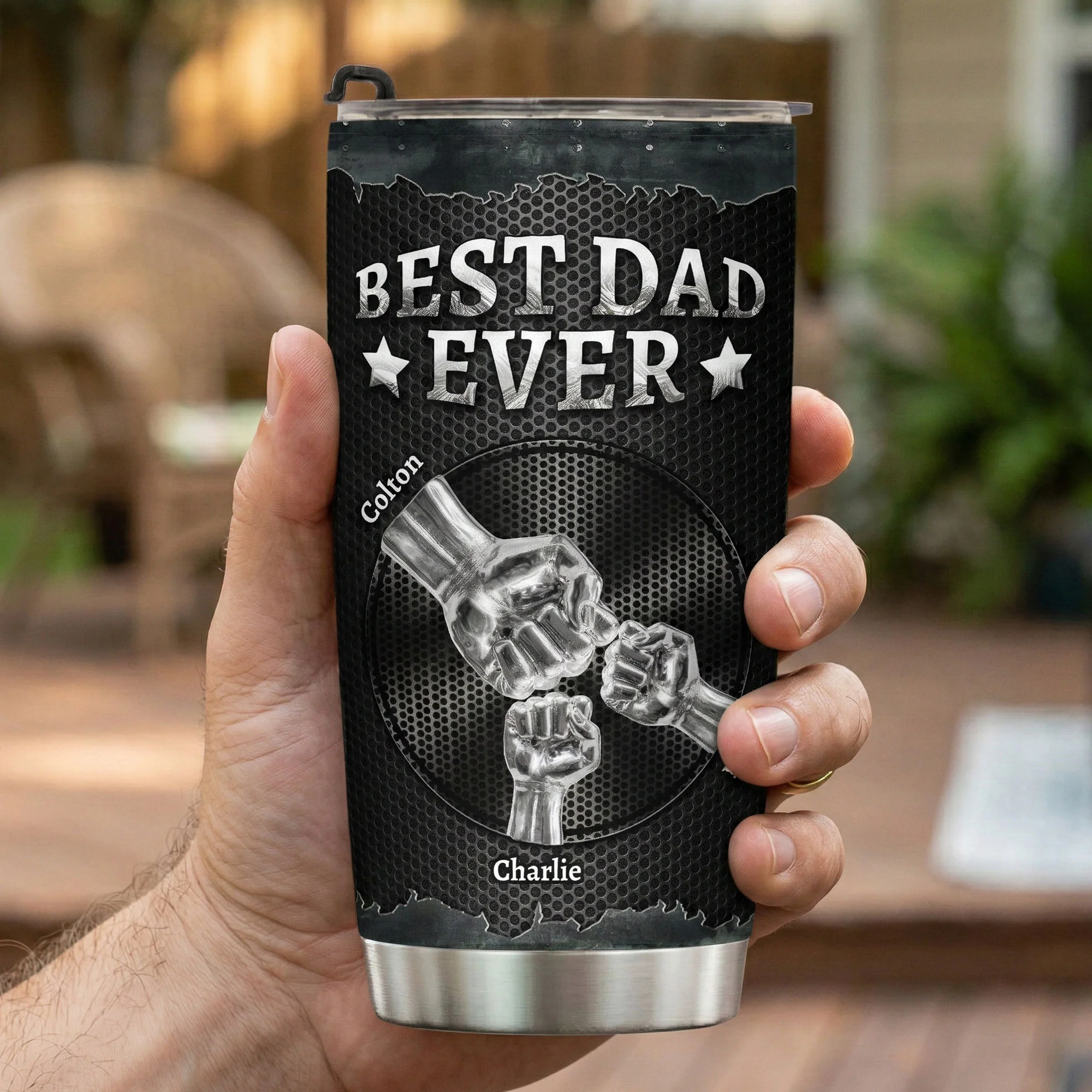 Dad Fist Bump Metal Art - Personalized Tumbler - Image 3