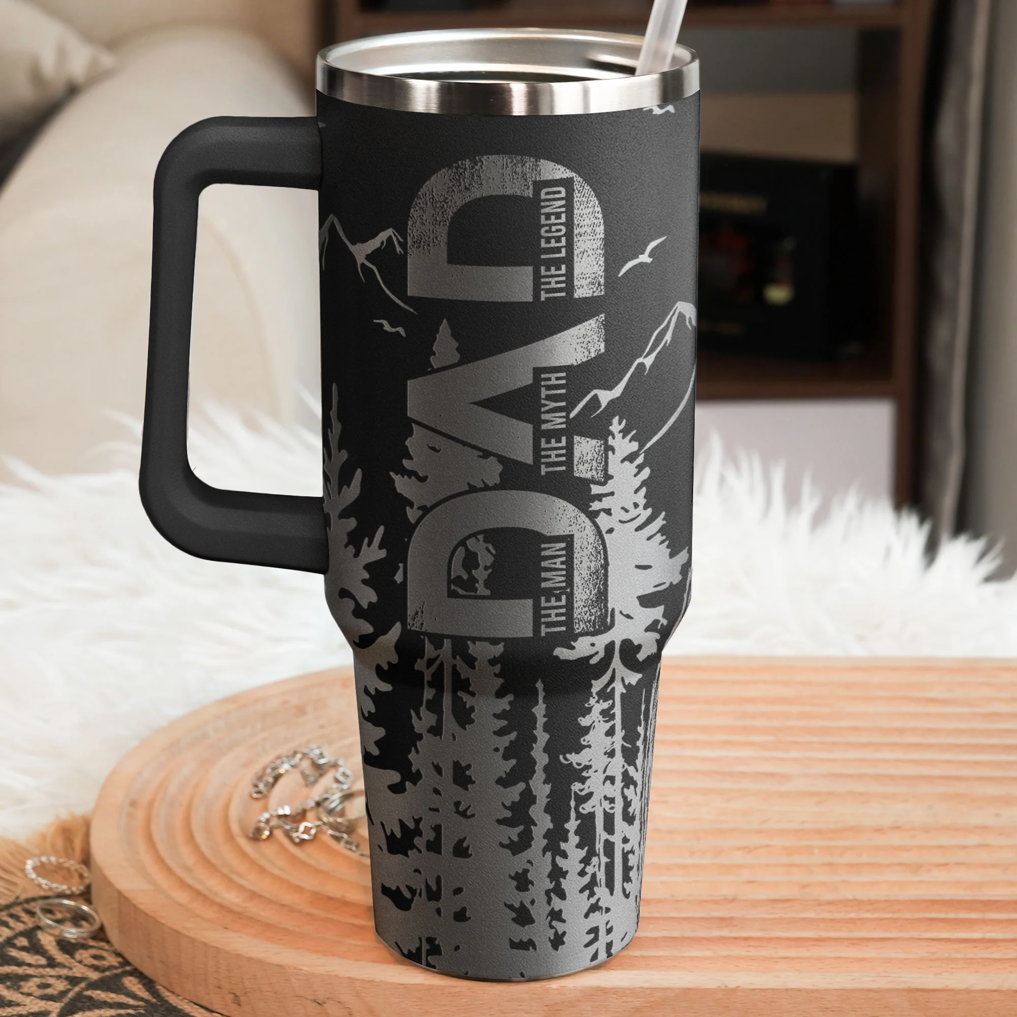Dad, Grandpa, Papa Forest With Kids' Names - Personalized 40oz Tumbler - Image 4