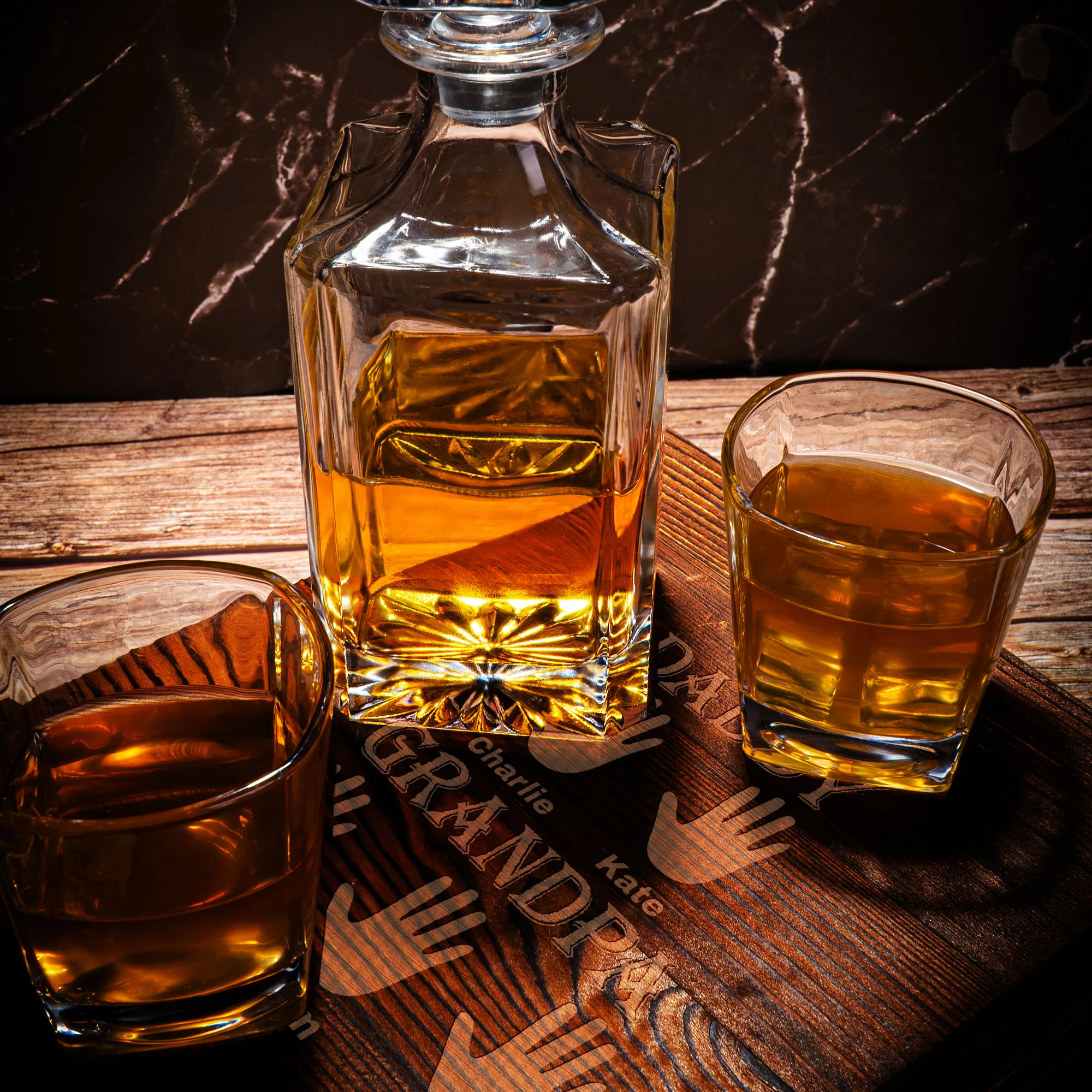 Dad Grandpa Promoted - Father's Day Gifts Set - Personalized Whiskey Decanter Set - Image 4