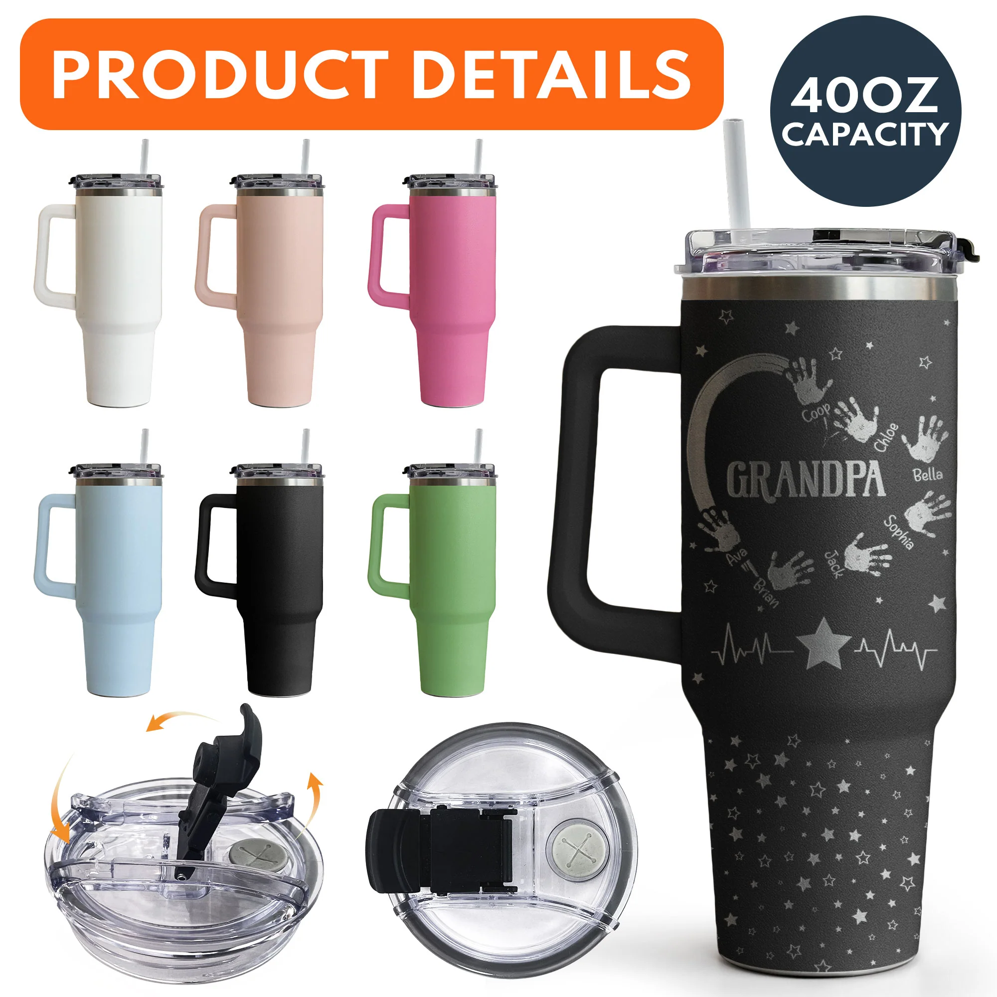 Dad, Grandpa We Love You - Personalized 40oz Tumbler - Image 5