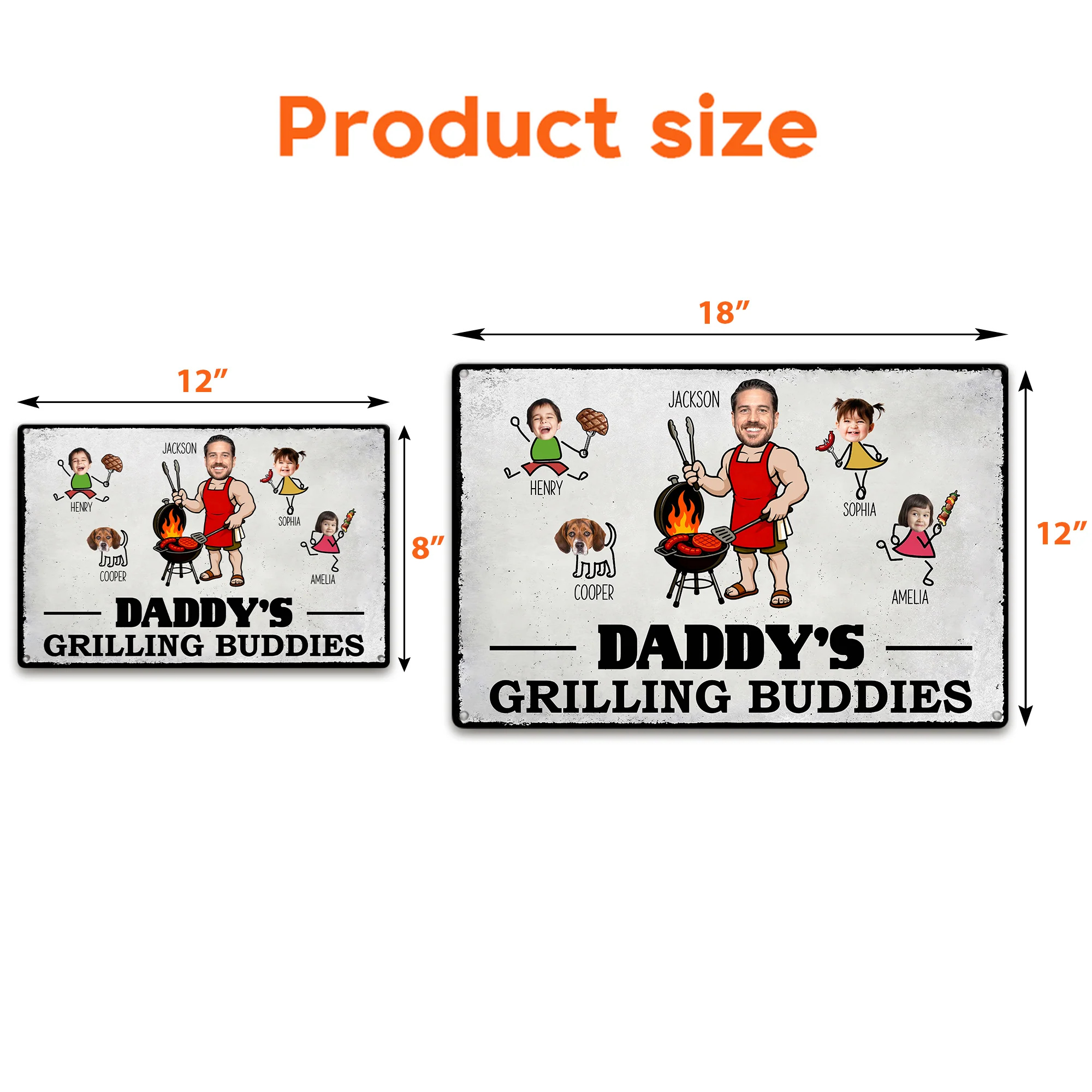 Dad' Grilling Buddies Funny Father's Day Gift For Daddy, Husband, Grandpa - Personalized Metal Sign - Image 5