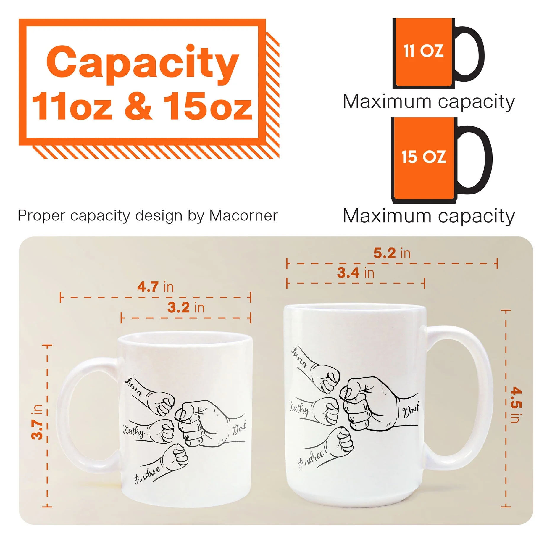 Dad Hand Bumps Custom Kids' Names - Personalized Mug - Image 6