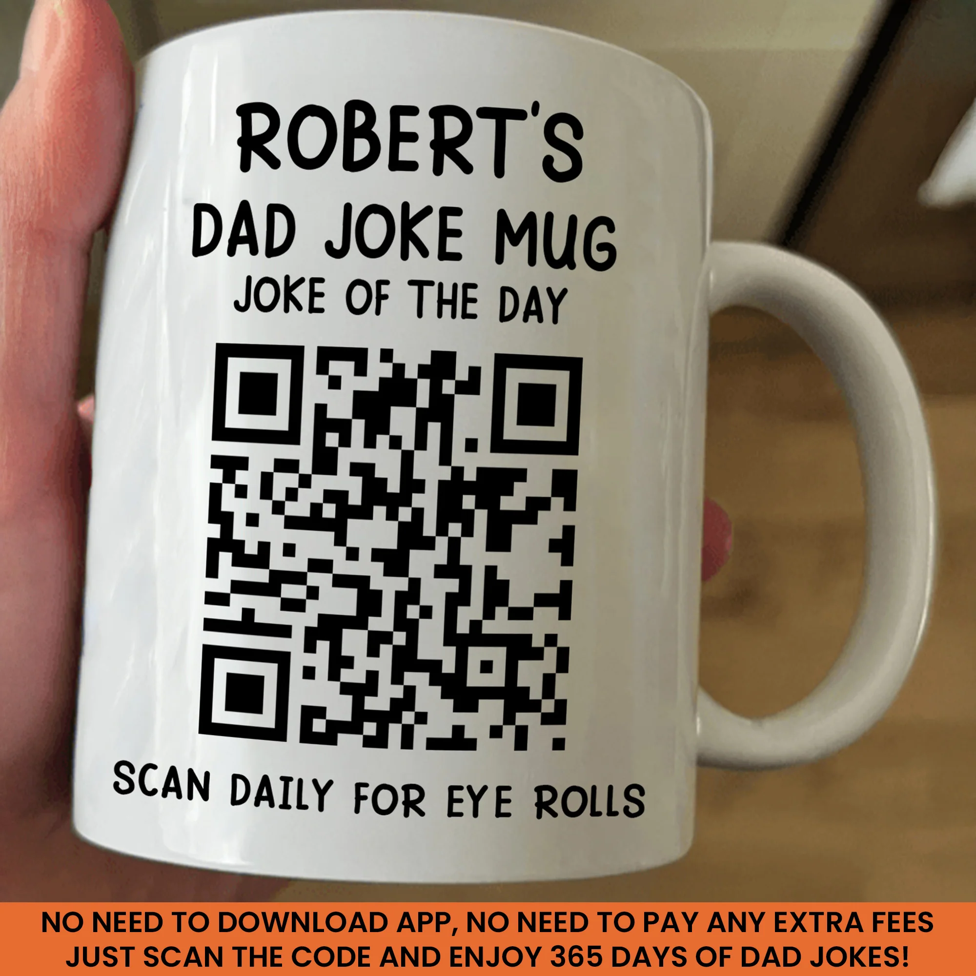Dad Joke Every Day Interactive QR Funny Mug - Gifts For Dad, Coworkers, Friends Who Love Dad Jokes - Personalized Mug - Image 2