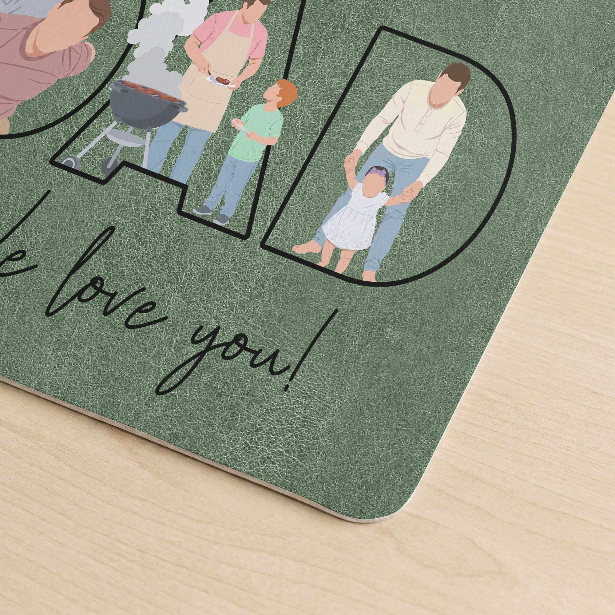 Dad, Mom - Custom Faceless Photo Illustration Art - Personalized Desk Mat - Image 7