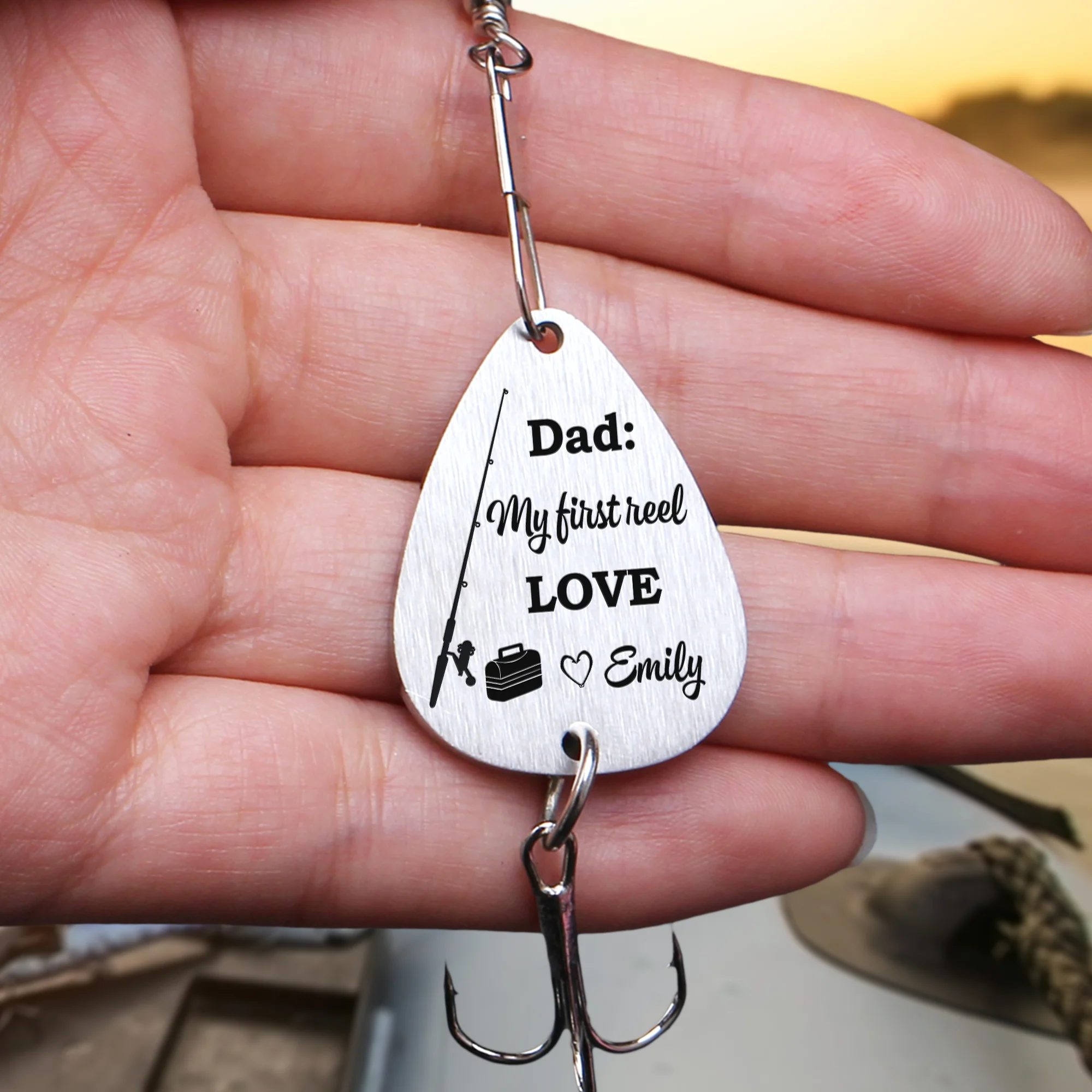 Dad, My First Reel Love - Personalized Fishing Lure Keychain - Image 2